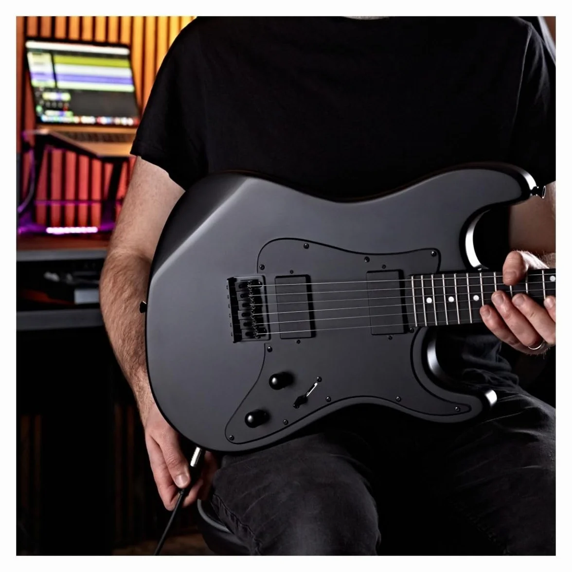 Gear4music LA Select Guitarra Eléctrica con Accesorios, Blackout