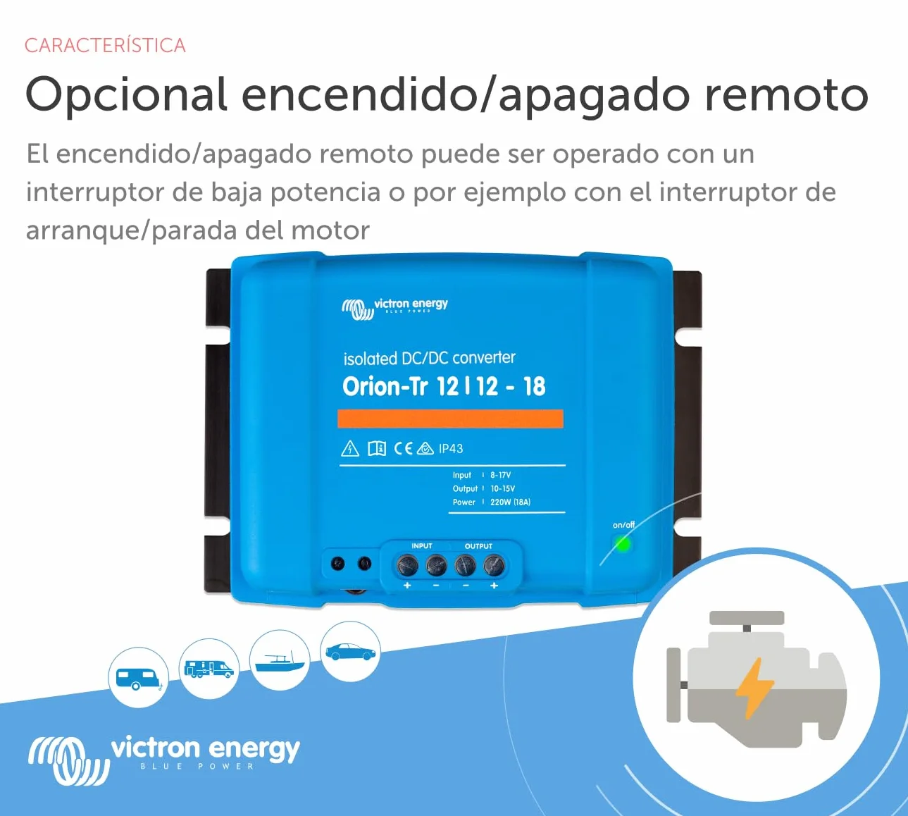 Victron Energy Orion-TR IP43 12/12 Voltios 18 amperios 220-Vatios Convertidor de CC a CC Aislado