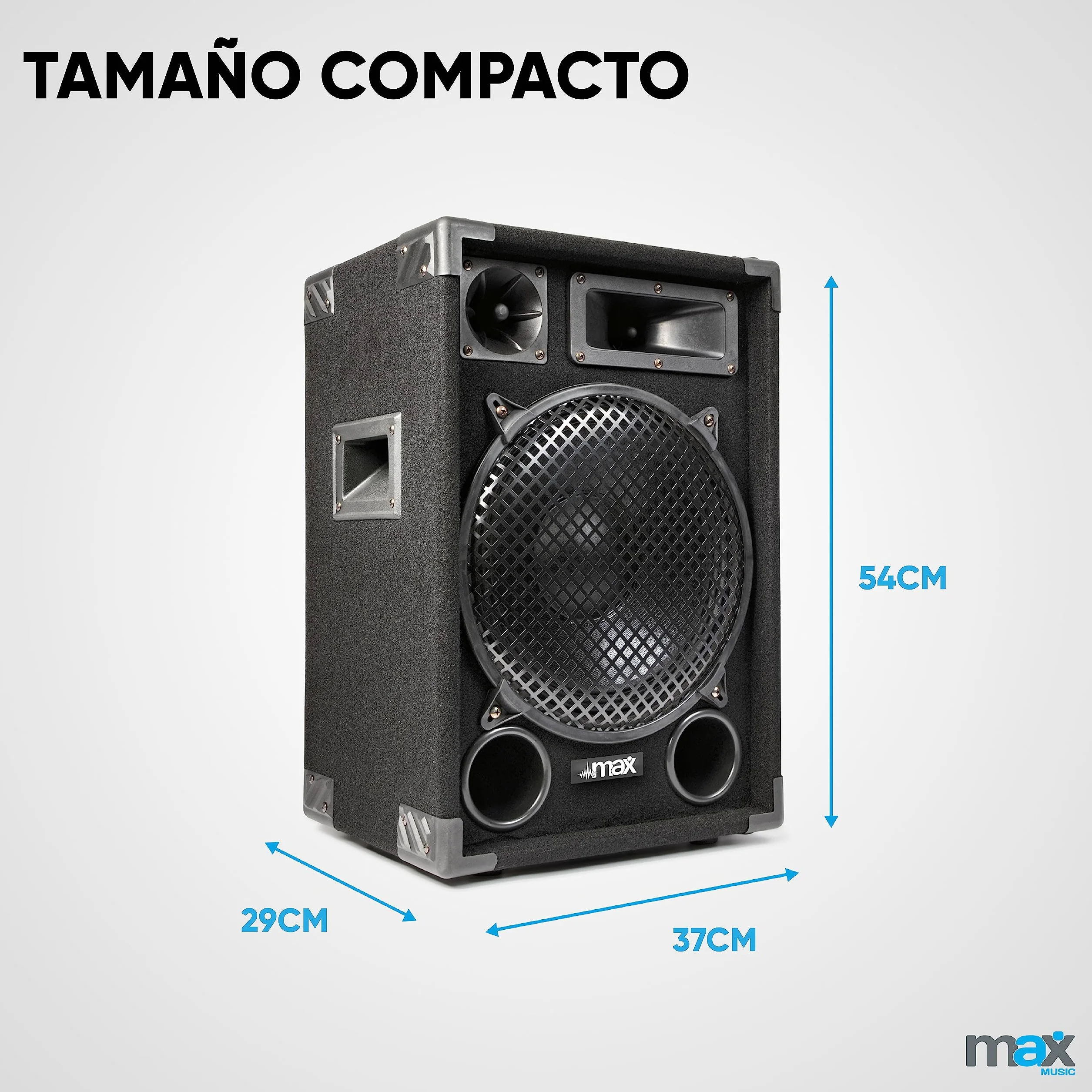 MAX12 DJ - Kit completo de instalación PA (1400 W, 2 altavoces de 12 pulgadas, incluye amplificador, consola de mezclas y micrófono, reproductor MP3 USB/SD, entradas AUX y fono, sistema de música