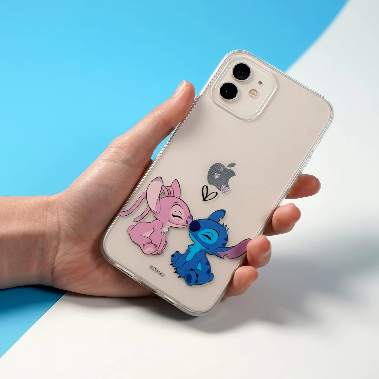 Funda para iPhone 13 Mini Oficial de Lilo & Stitch - Angel & Stitch Beso para Proteger tu móvil. Carcasa de Silicona Flexible con Licencia Oficial de Disney