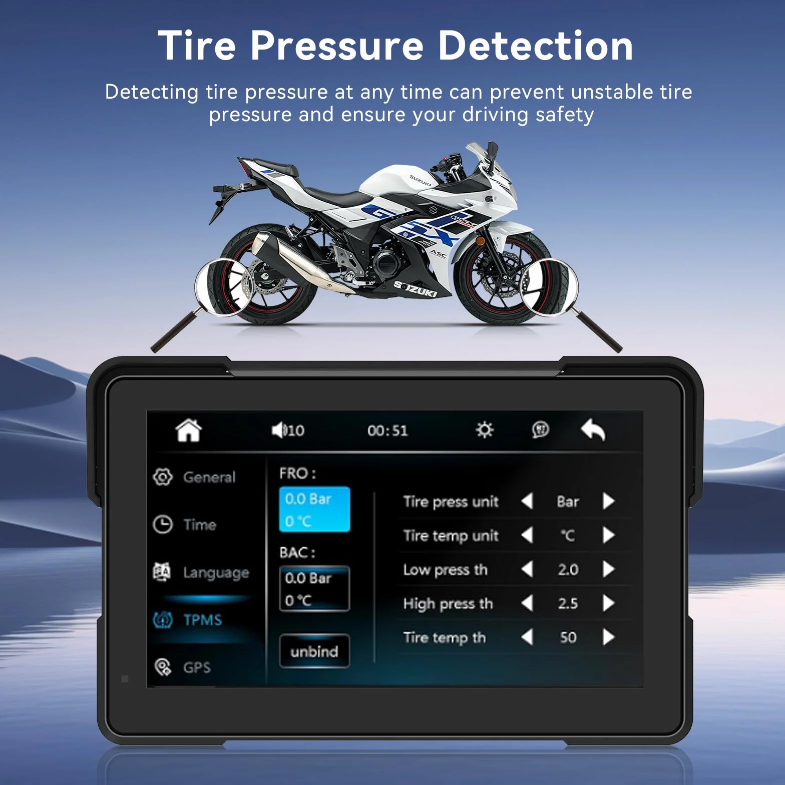 7 Pulgadas Pantalla Carplay de Motocicleta, IPX67 Impermeable, para CarPlay y Android Auto con Bluetooth Dual, Control de Voz, GPS, Detección de Presión de Neumáticos