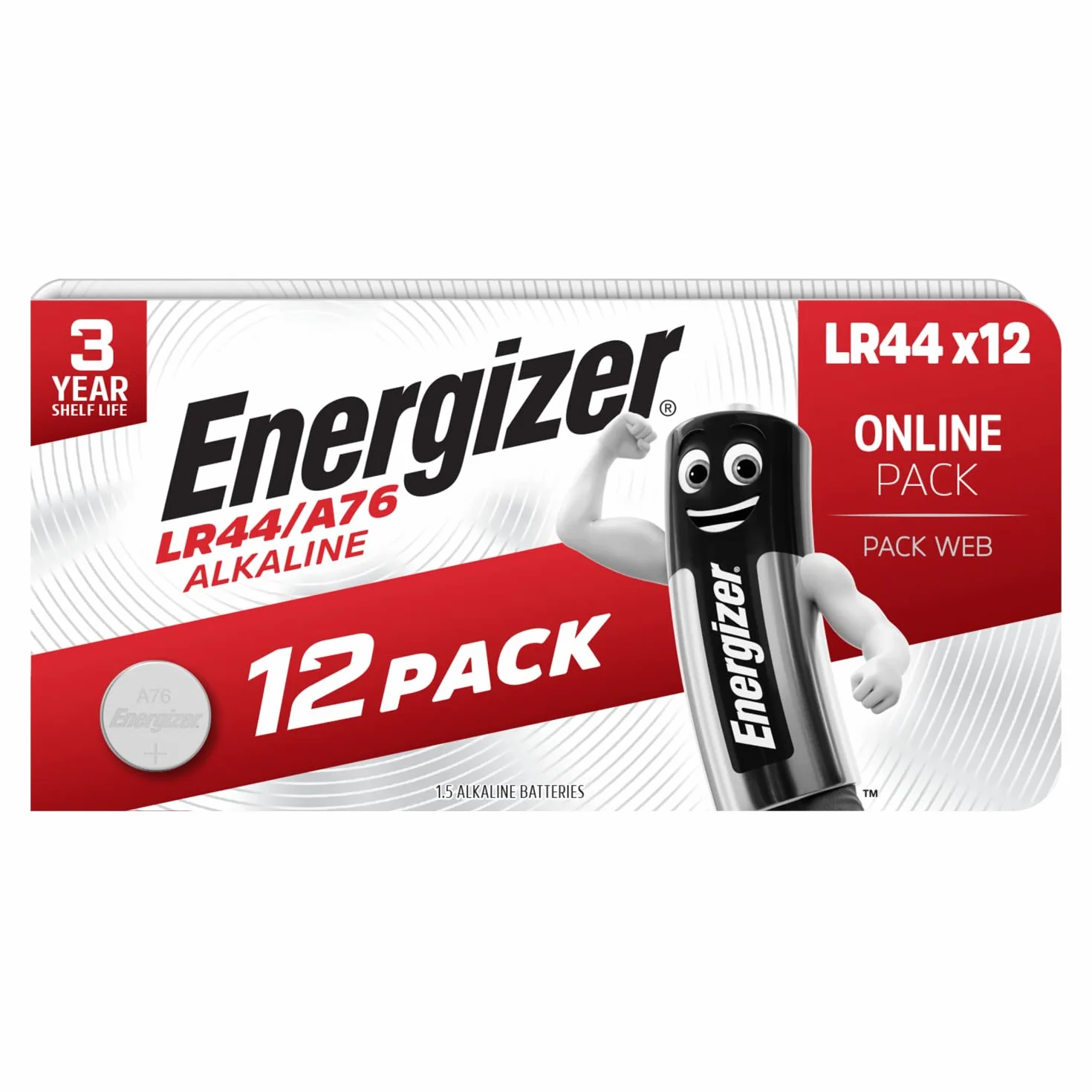 Energizer Pilas LR44 (Paquete de 12) - A76 Baterías de Botón 1,5V Alcalinas