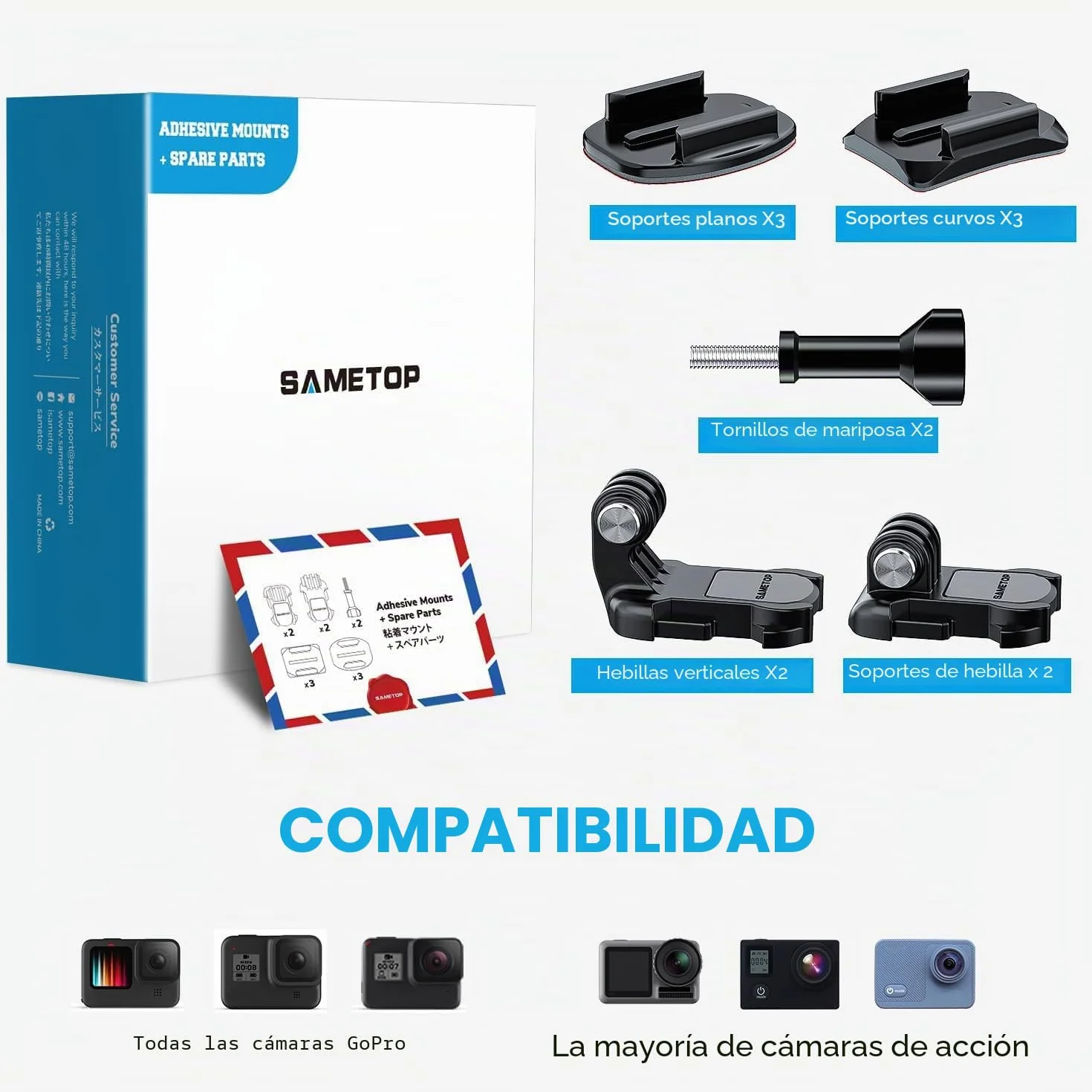 Pegatina Casco Soporte 3M Adhesivo Almohadillas Hebillas Tornillo Accesorios Compatible con GoPro Hero 13 12 11 10 MAX 9 8 7 6 5 Session dji Osmo Cámaras de Acción (12 en 1)