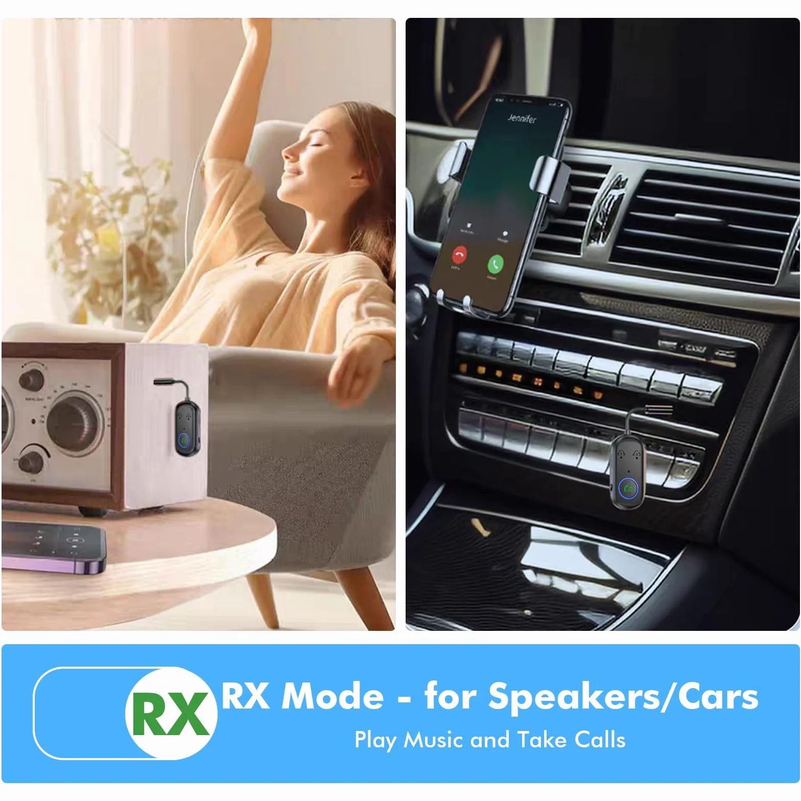 GIBOHOM Transmisor Bluetooth 5.3, Transmisor Receptor Bluetooth 2 en 1 Admiten 2 Auriculares, Adaptador Bluetooth Enchufe AUX de 3.5 mm para TV, Teléfonos Móviles, Sistemas de Sonido, Gimnasio