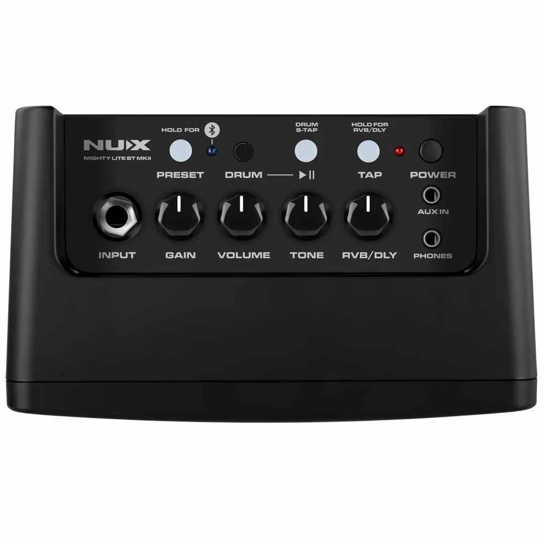 NUX Mighty Lite BT MKII Amplificador portátil de Escritorio para Modelado de Guitarra/bajo, 3 vatios, 512 muestras IR, 7 Bloques de Efectos (MKII)