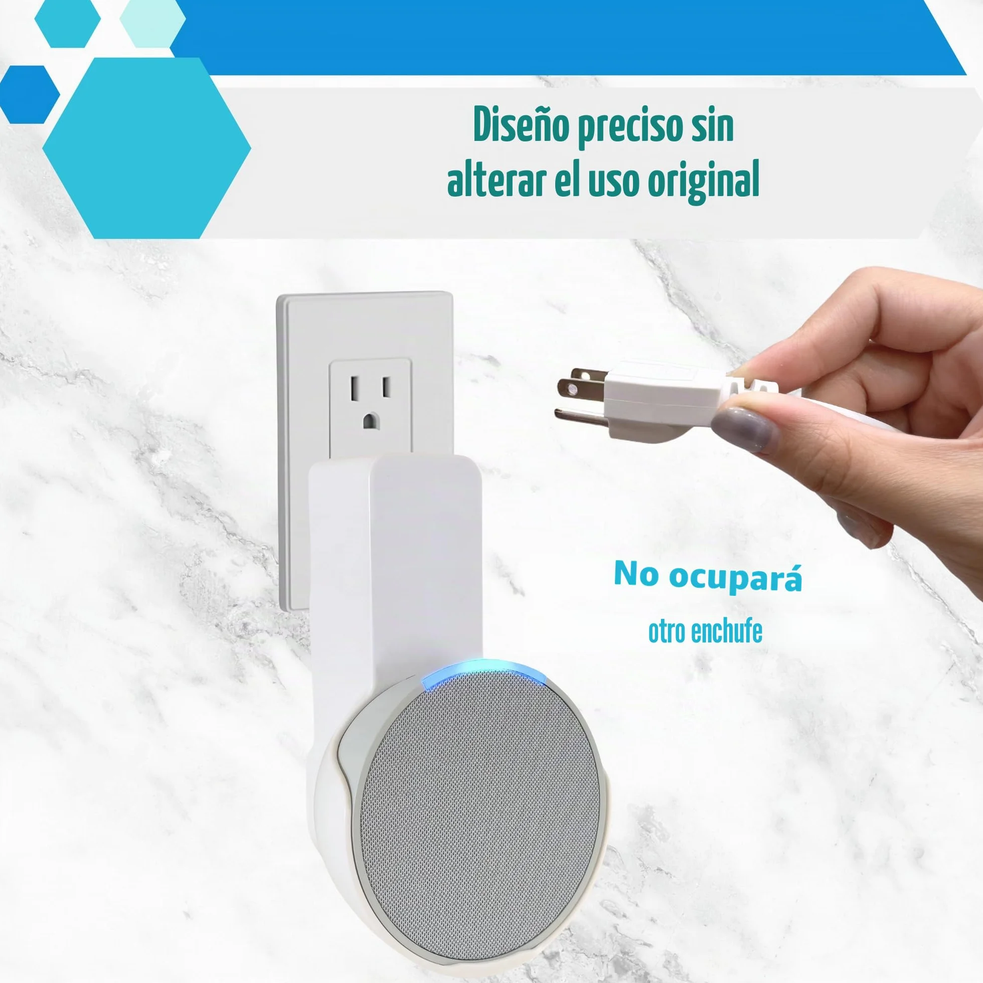 Sintron Soporte de Pared para Echᴏ Pop, Soporte para Altavoz inteligente, Ahorra Espacio, Sin Necesidad de Tornillos, Gestión de Cable Integrada, Diseño Decorativo, Compatible con Google Nest (Blanco)