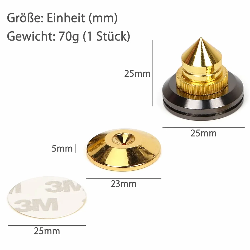 8 pzas de oro para altavoces, soportes para parlantes, giradiscos de latón macizo con base de latón para subwoofer, amplificador de audio y CD