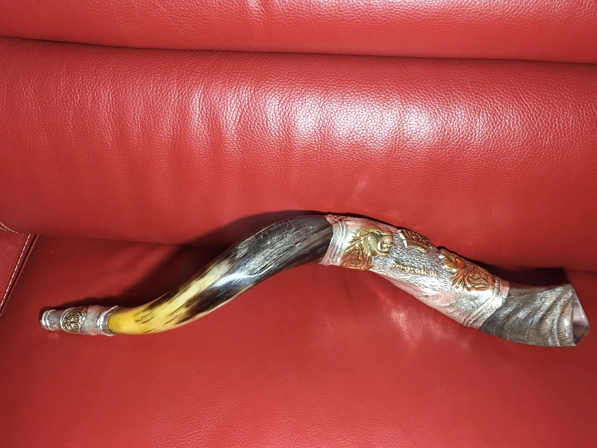 Chapado en plata venta 24 "chofar Yemenite Kudu cuerno Shofar León de judá