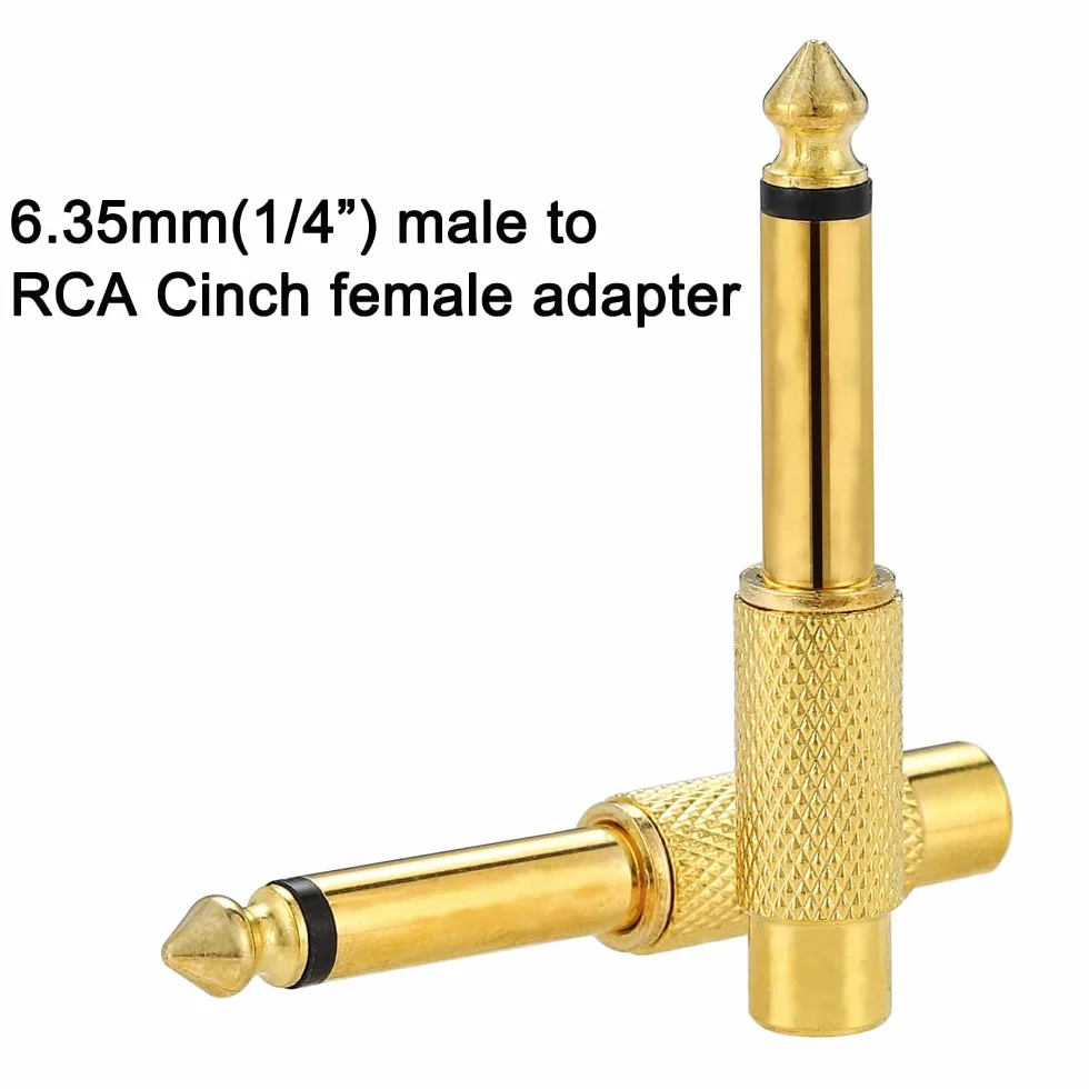 Greluma 8 Piezas de Adaptador de audio macho a hembra RCA de 6,35 mm (1/4 pulgada)