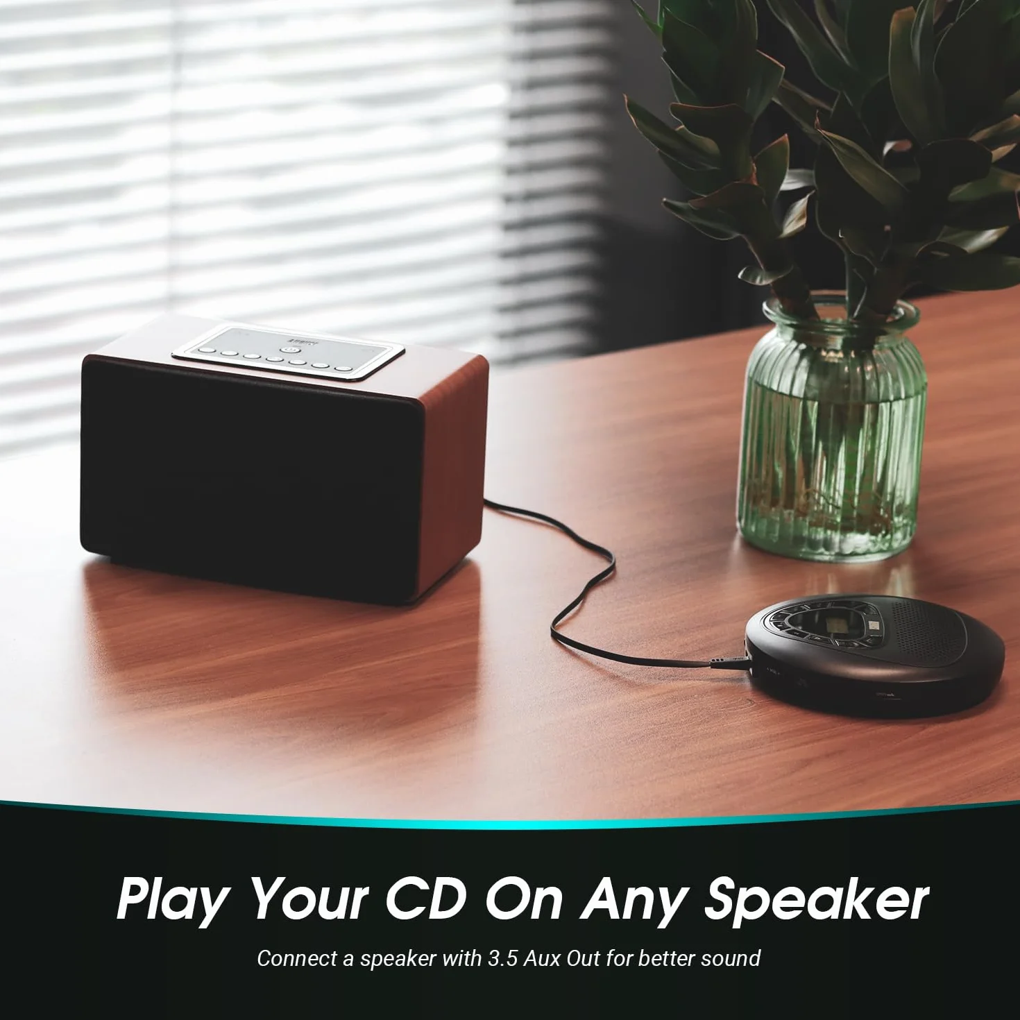 August SE10 Reproductor de CD Portátil con MP3, Batería Recargable, AUX, Anti-Shock
