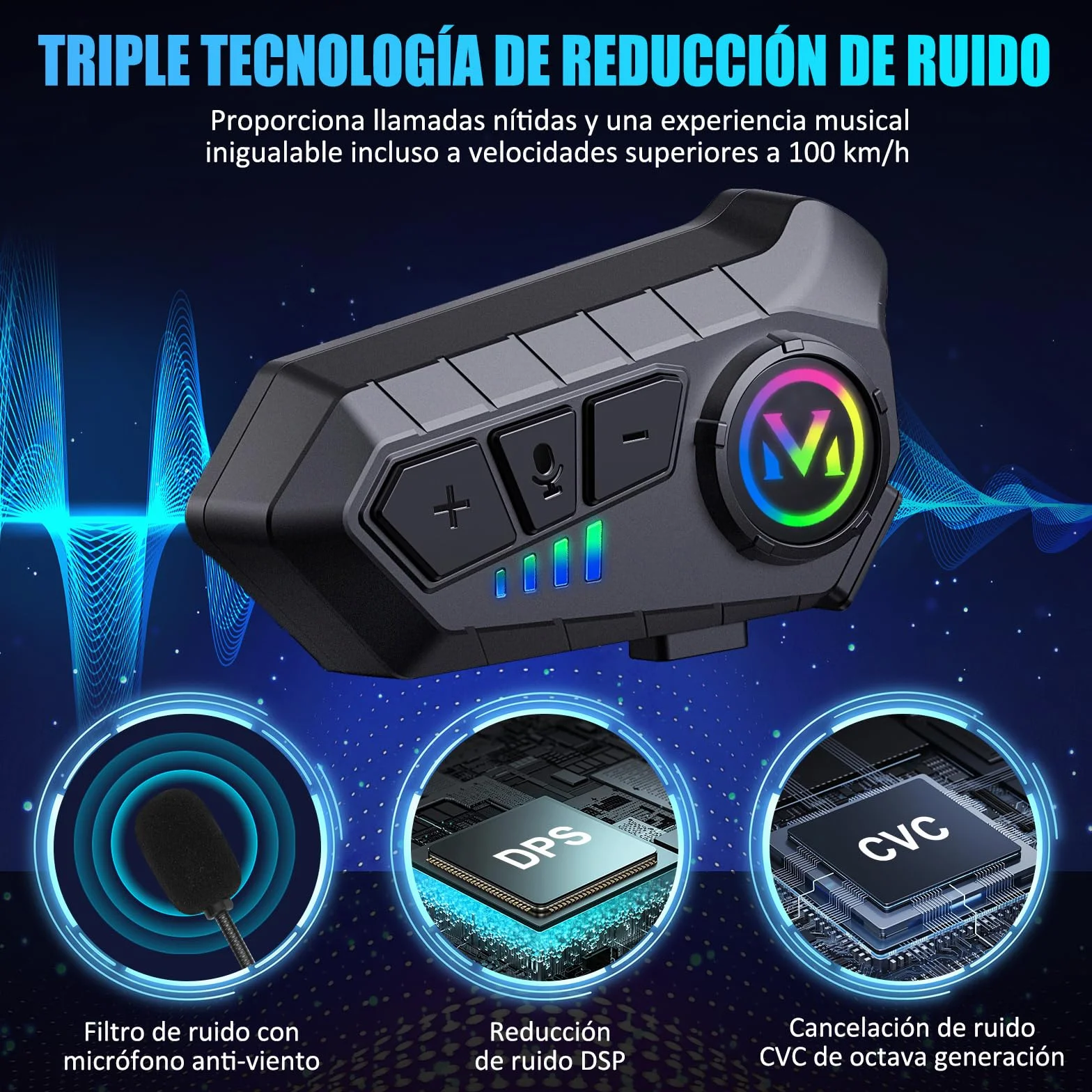 Auriculares Moto Casco FEYA Y60 Manos Libres HiFi Estéreo IPX6 Cancelación de Ruido