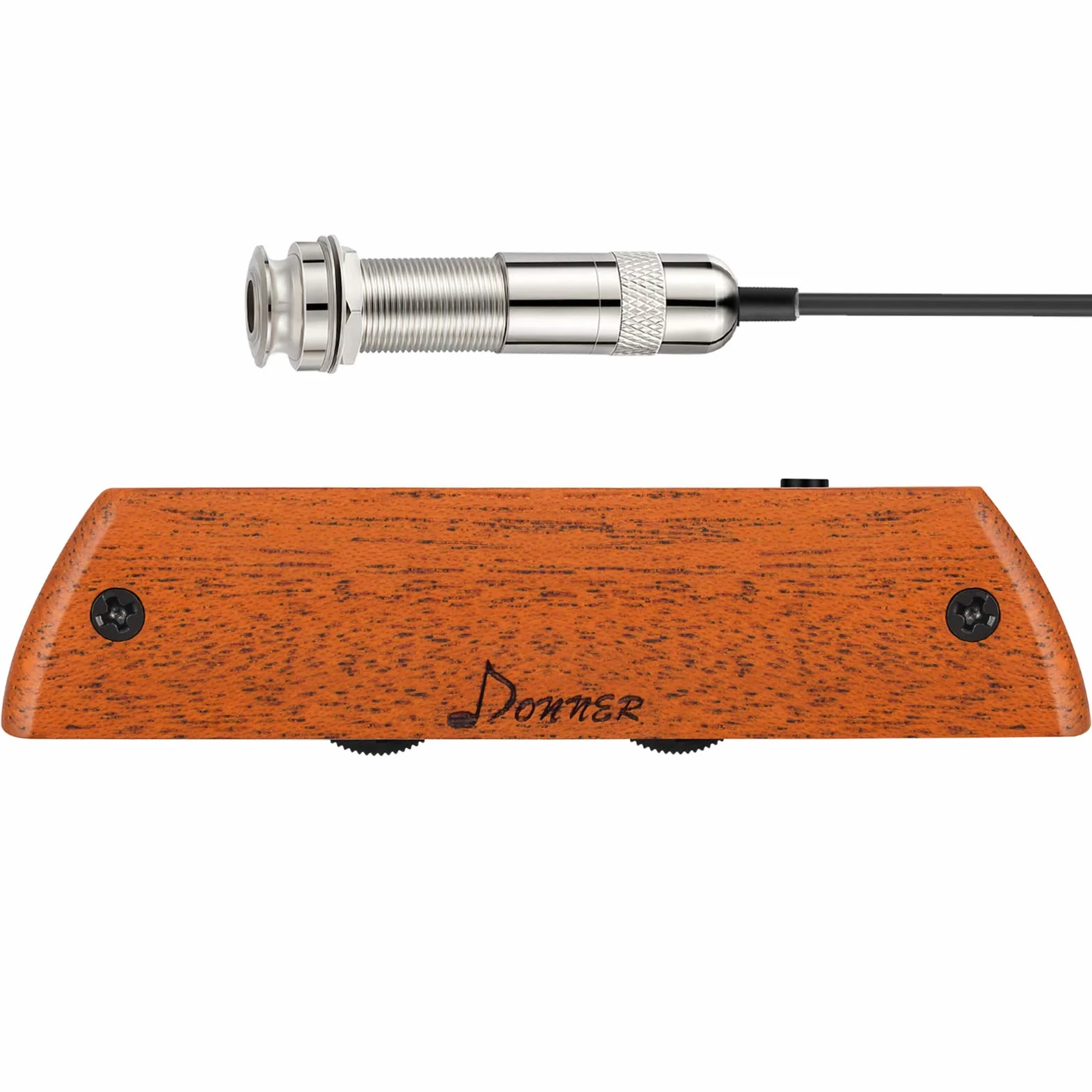 Pastilla para Guitarra acústica Donner, Pastilla pasiva de Caoba para Boca de Guitarra con humbucker y Control de Volumen y Tono, Compatible con diámetros de Boca de 3,8” a 3,94”