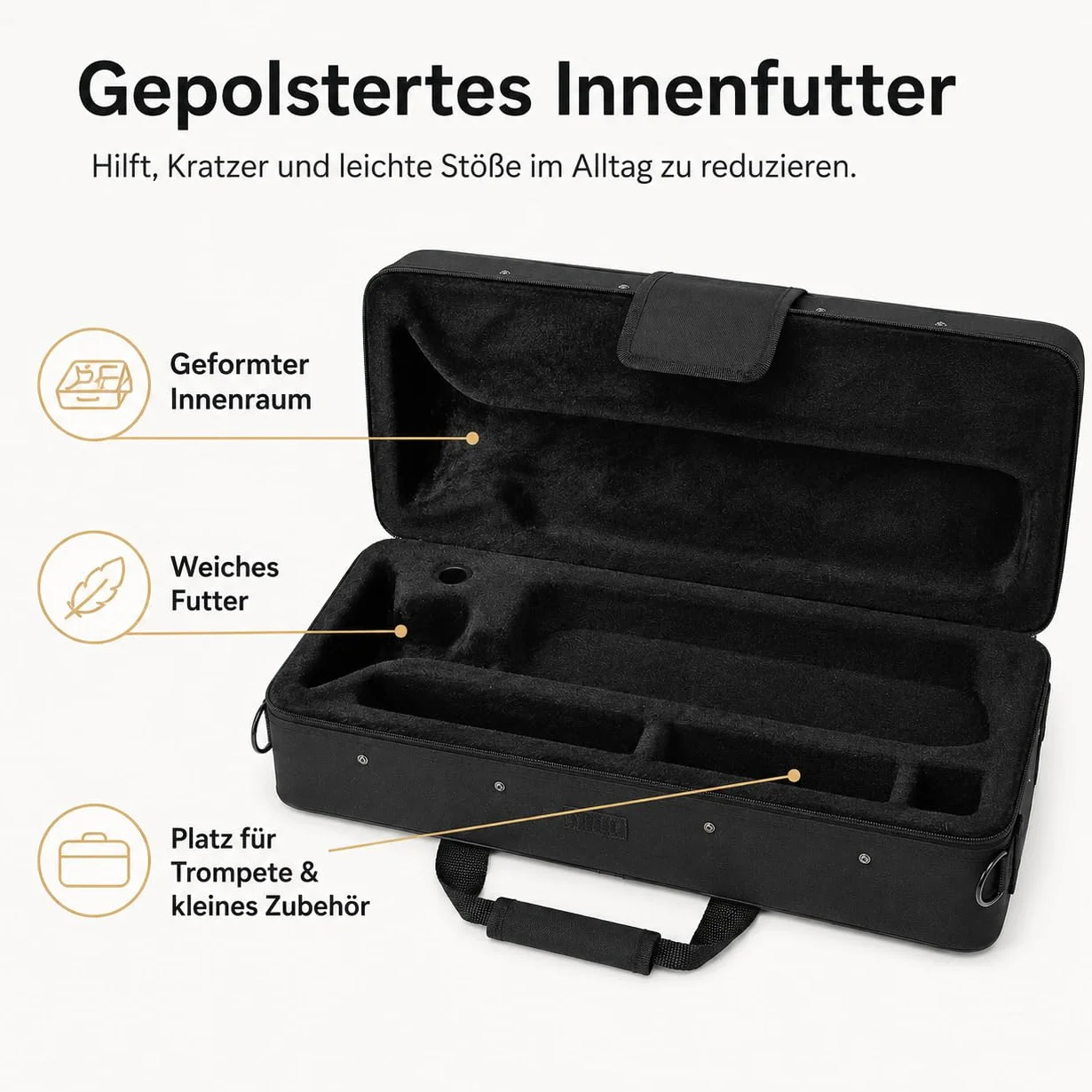 Tela de Oxford Trompeta Bolsa, Estuche de Trompeta, Acolchado Interno y protección contra raspaduras, Trompeta Maleta para su Transporte para músicos viajeros