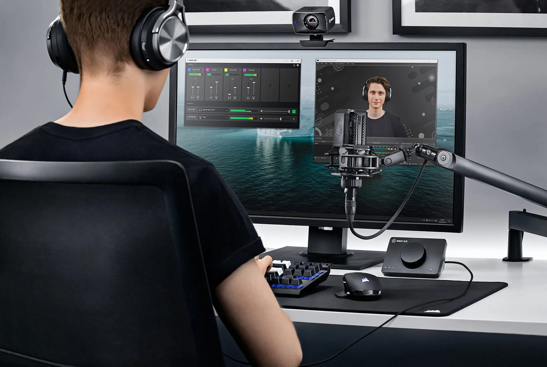 Elgato Wave XLR – interfaz para micrófono, XLR/USB-C, antisaturación, previo de 75 dB, alimentación phantom, monitorización directa, botón táctil de muteo, aplicación de mezcla digital Wave Link