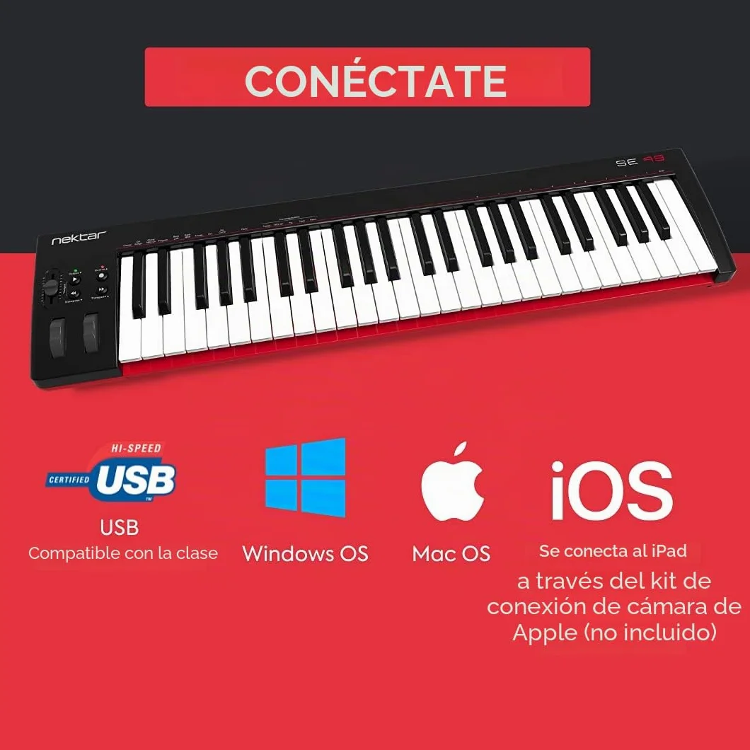 Nektar Controlador de teclado MIDI USB SE49 con integración Nektar DAW