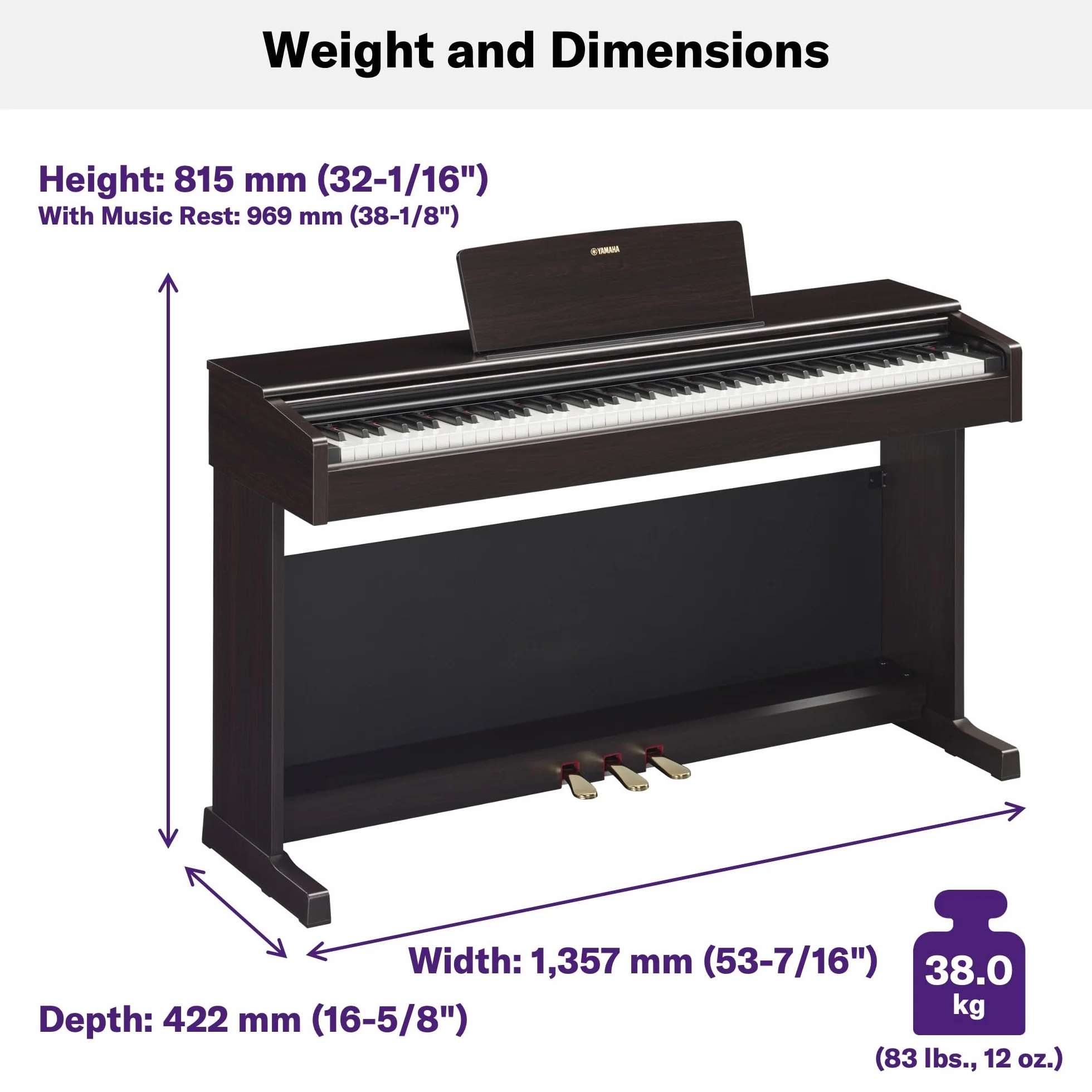 Yamaha ARIUS YDP-145 - Piano Digital, Piano clásico y elegante para principiantes y aficionados, para cualquier rincón de la casa, en blanco