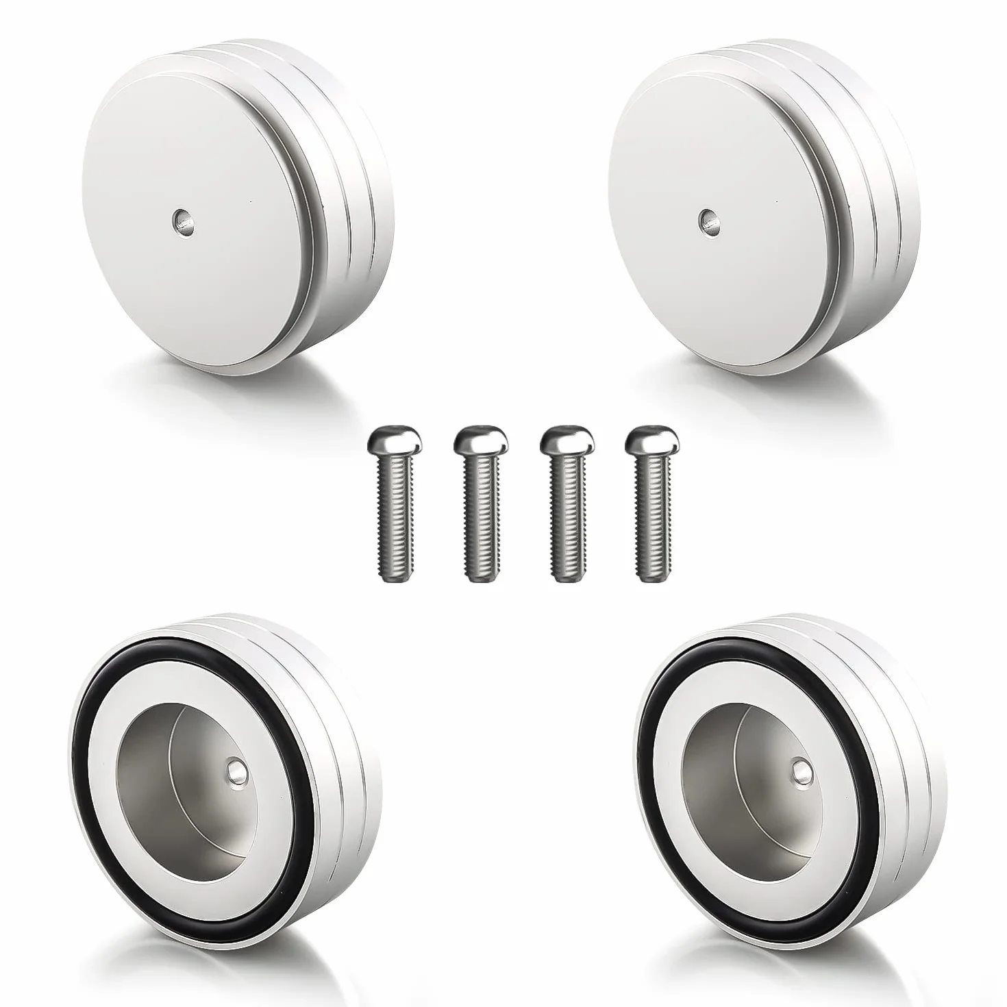4 pies absorbentes de alta fidelidad, subwoofer de aluminio, 58 x 22 mm, para atornillar (plata)