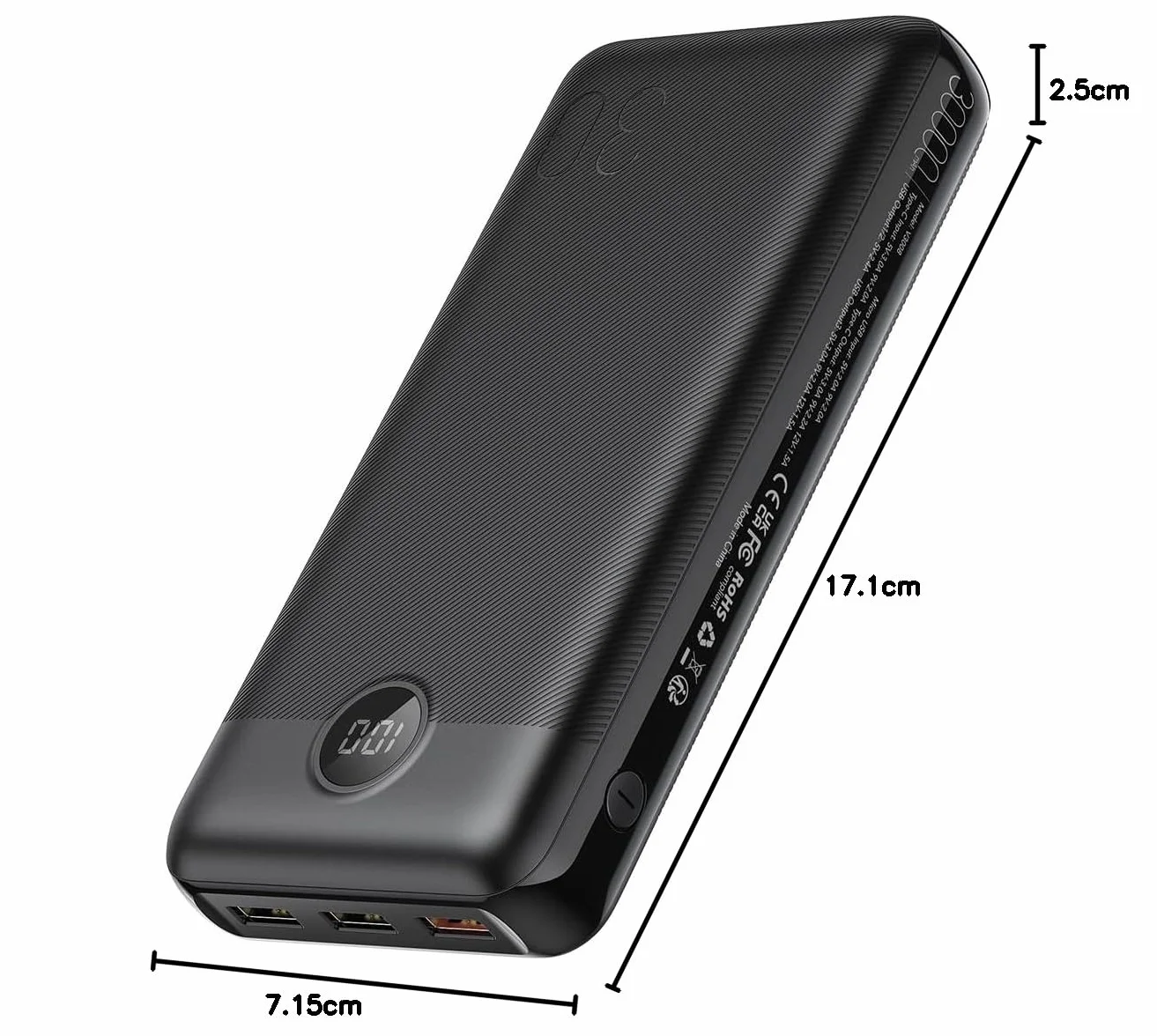 VEGER Batería Externa Carga Rápida 30000mAh, Power Bank 20W con 4 Salidas y 2 Entradas, Batería Portátil USB C con Pantalla LED, Cargador Portátil para iPhone, iPad, Samsung, Android, Tablets y más