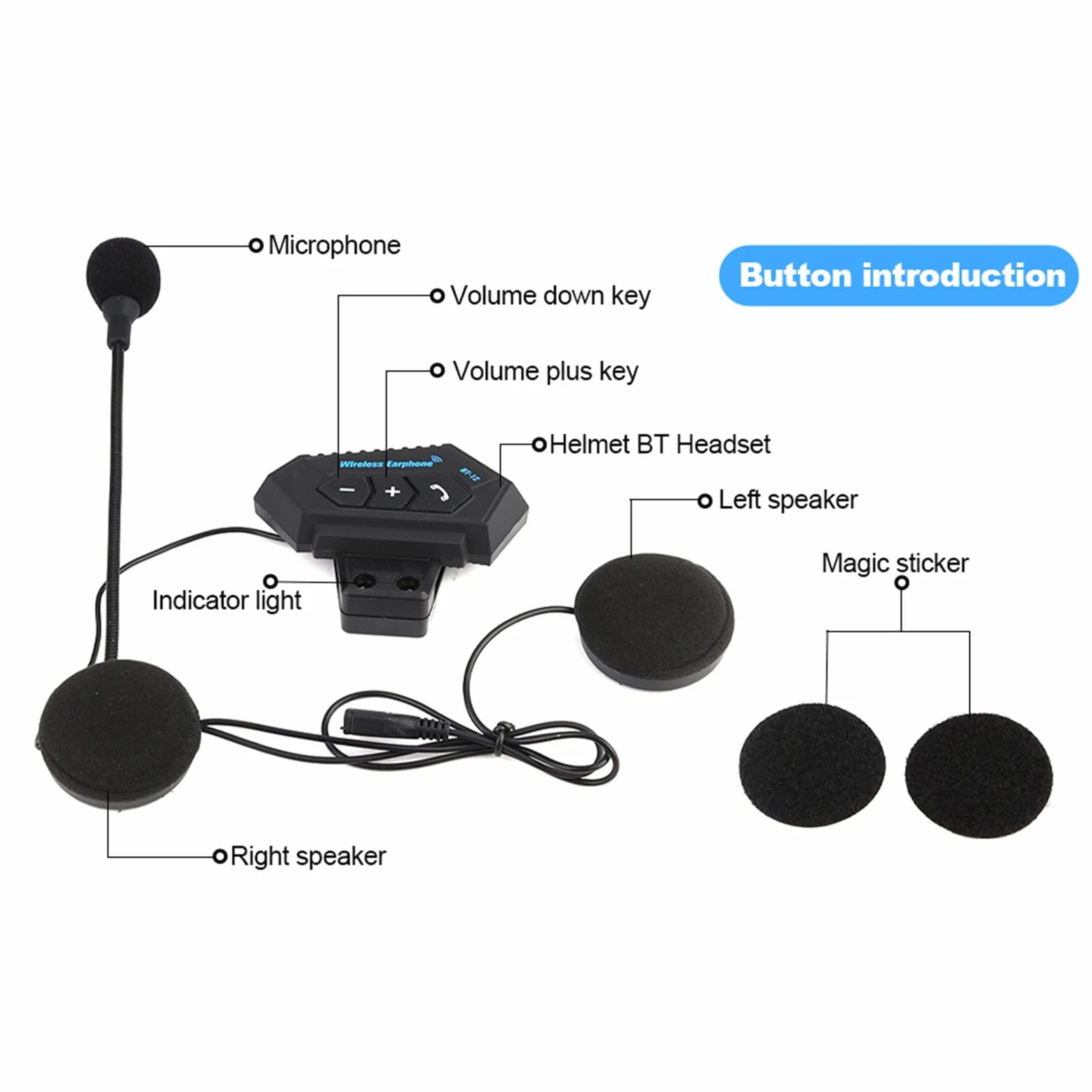 Yosoo Health Gear Intercomunicador Bluetooth para Motocicletas, Auriculares Casco con Batería, Manos Libres