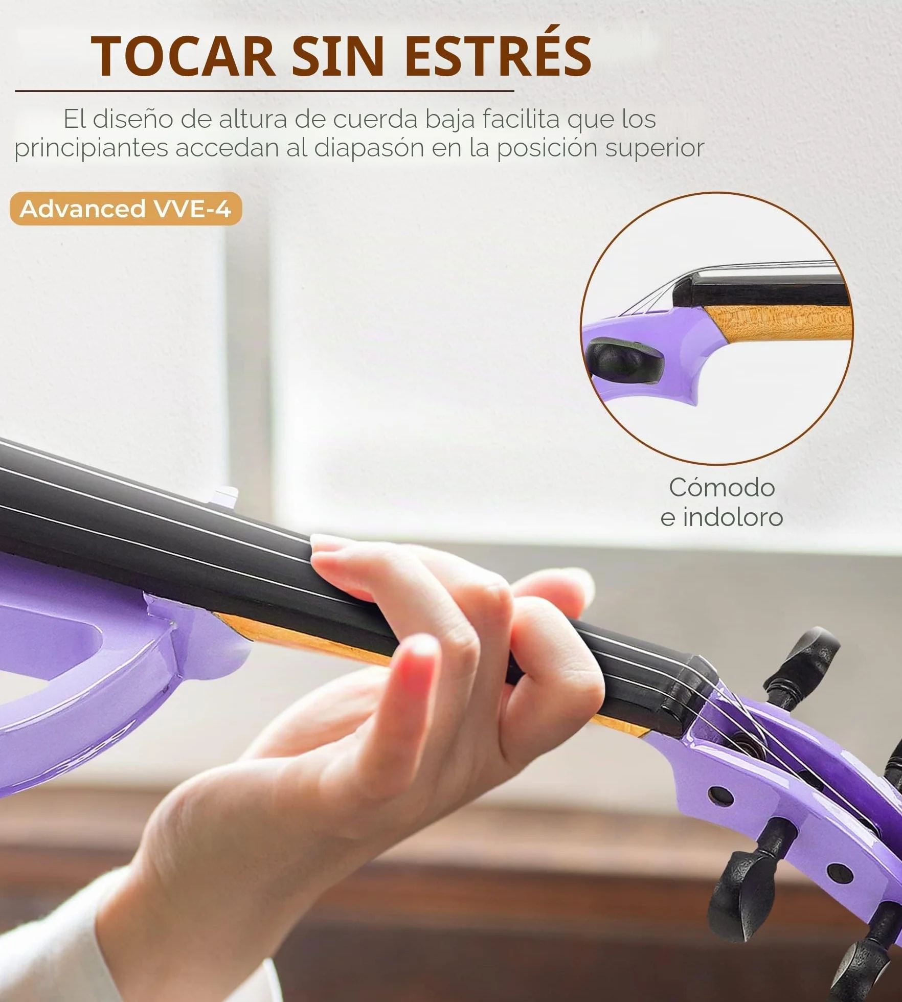 Vangoa 4/4 Violín Electrico Silencioso Tamaño Completo Electric Violin Set para Principiantes, Adultos, Estudiantes con Kits, Púrpura