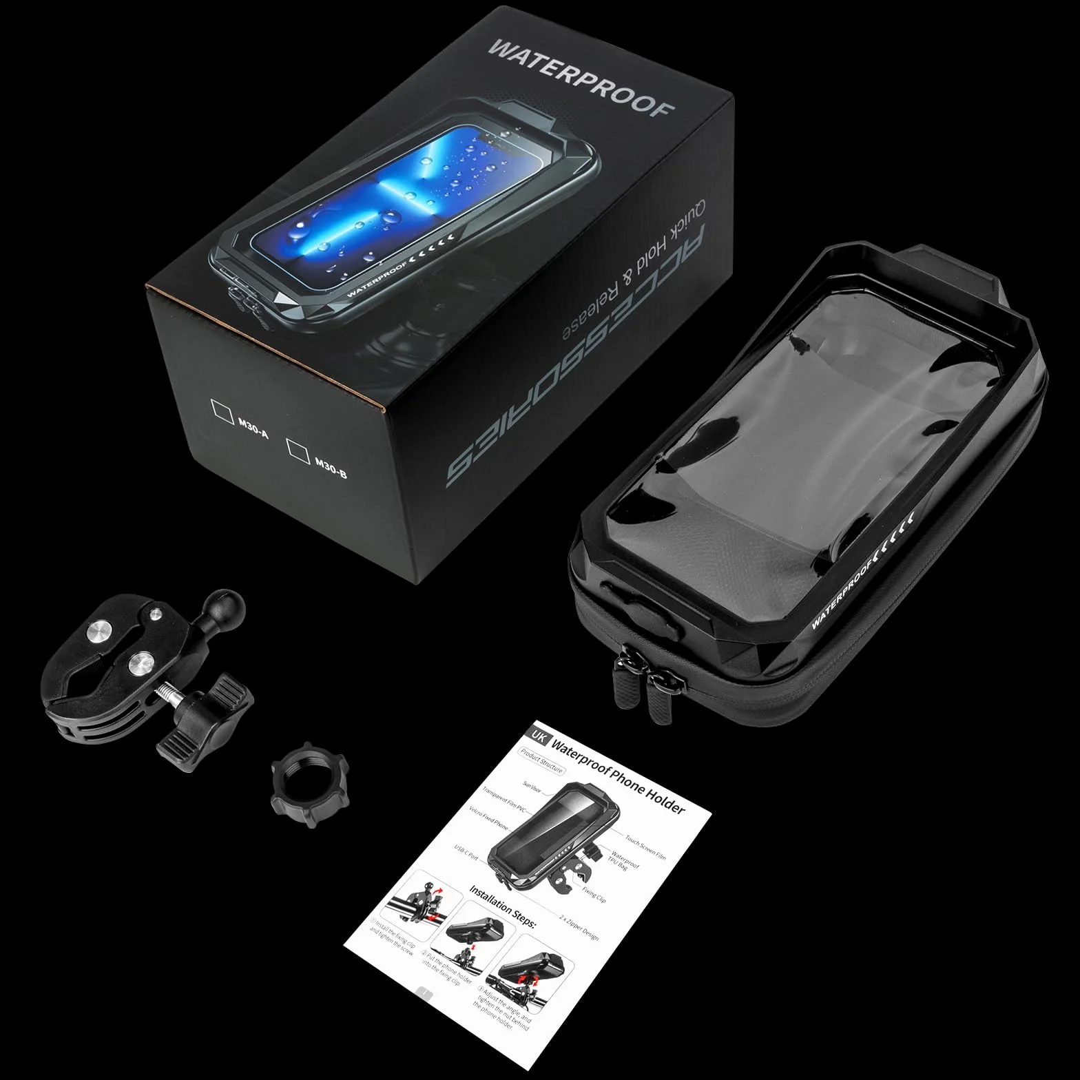 Soporte Móvil Moto Impermeable 360° Rotación Anti Vibración Pantalla Táctil para Retrovisor Motocicleta 7.0