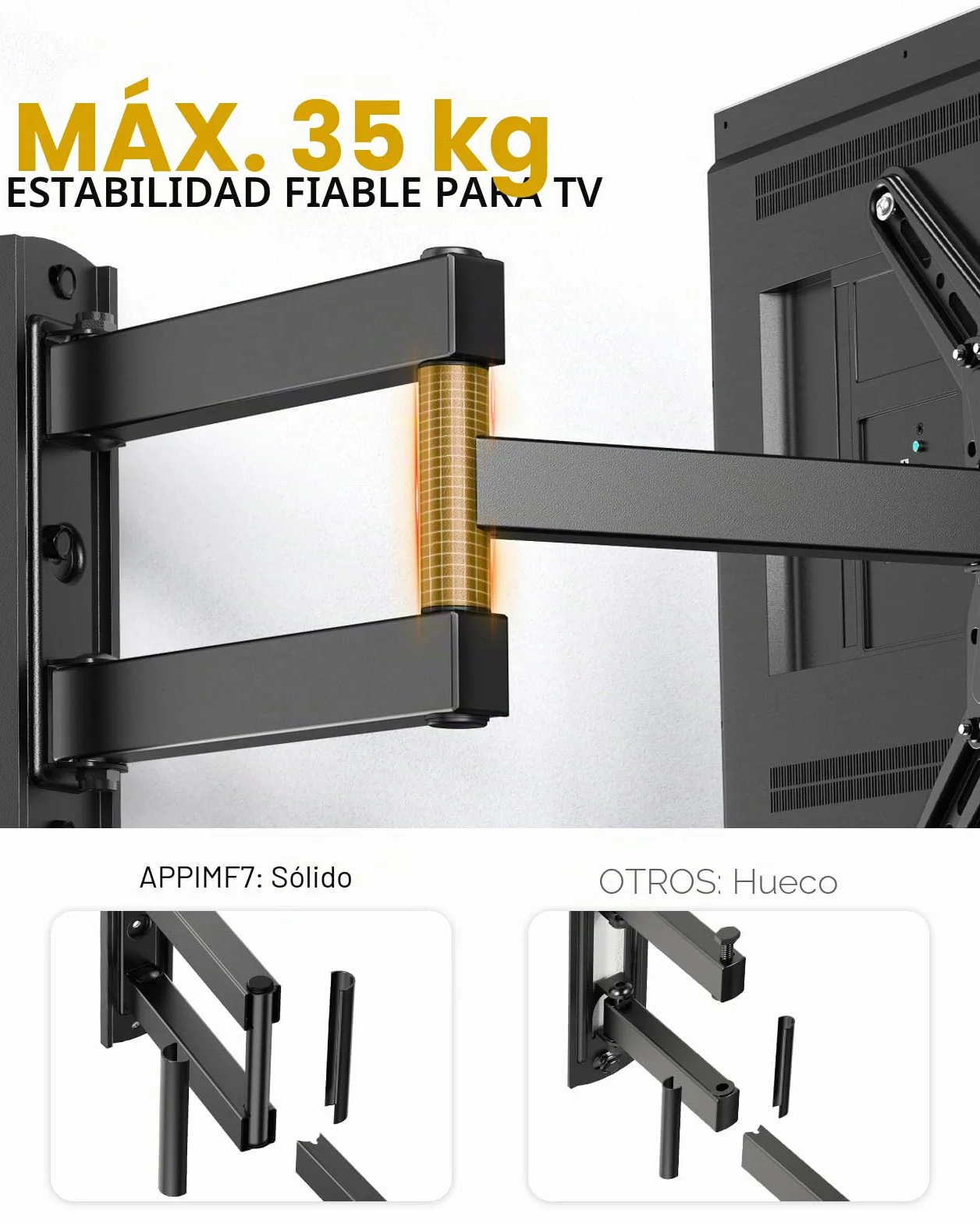 Alphamount Soporte TV Pared para Televisores Planos y Curvos de 26-60 Pulgadas, Soporte TV Inclinable y Giratorio con Brazos Retráctiles y Extensibles, hasta 35kg, Máx. VESA 400x400mm