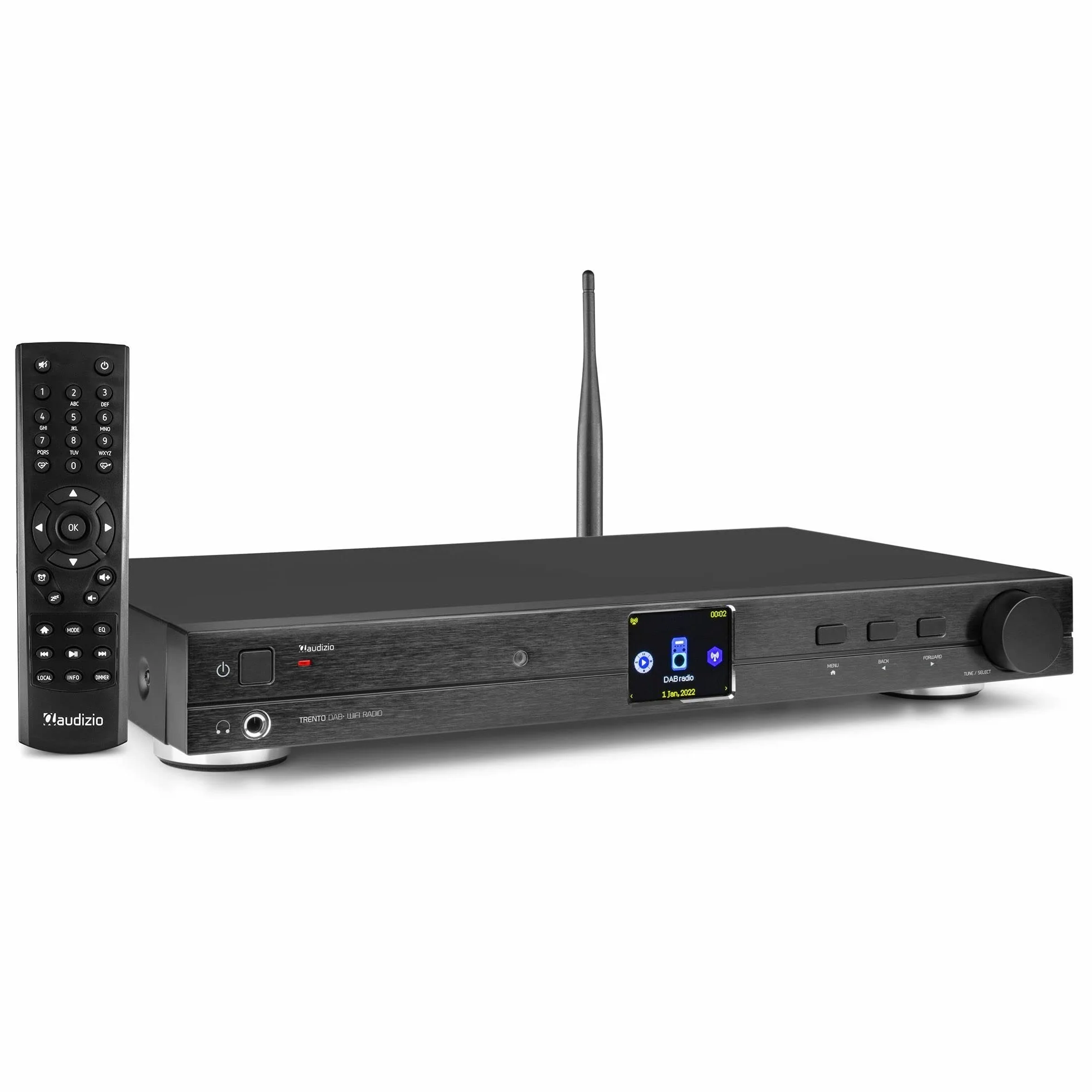 Audizio Trento Radio Internet con Bluetooth Radio FM/Dab - Negro, Reproductor Multimedia WiFi, Radio Despertador, Altavoz Bluetooth, Ideal para Aprovechar Tus Mejores emisiones de Radio en casa