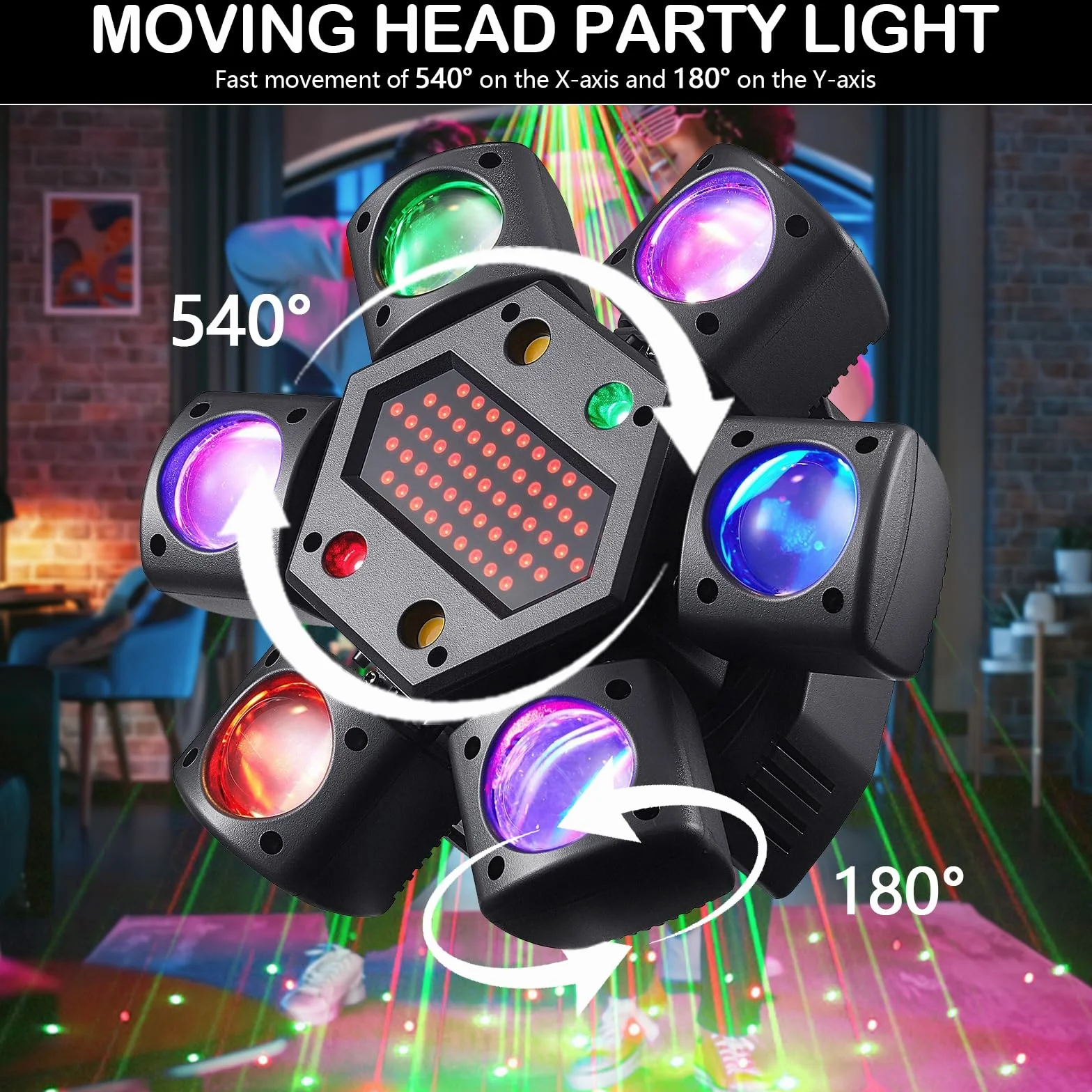 Cabeza Móvil Beam Luces de Escenario, RGB LED Beam Luz Discoteca con Control Remoto, DMX 512 Luminación de Escenario Focos de Efecto para Fiesta DJ Clubes Bar Navidad