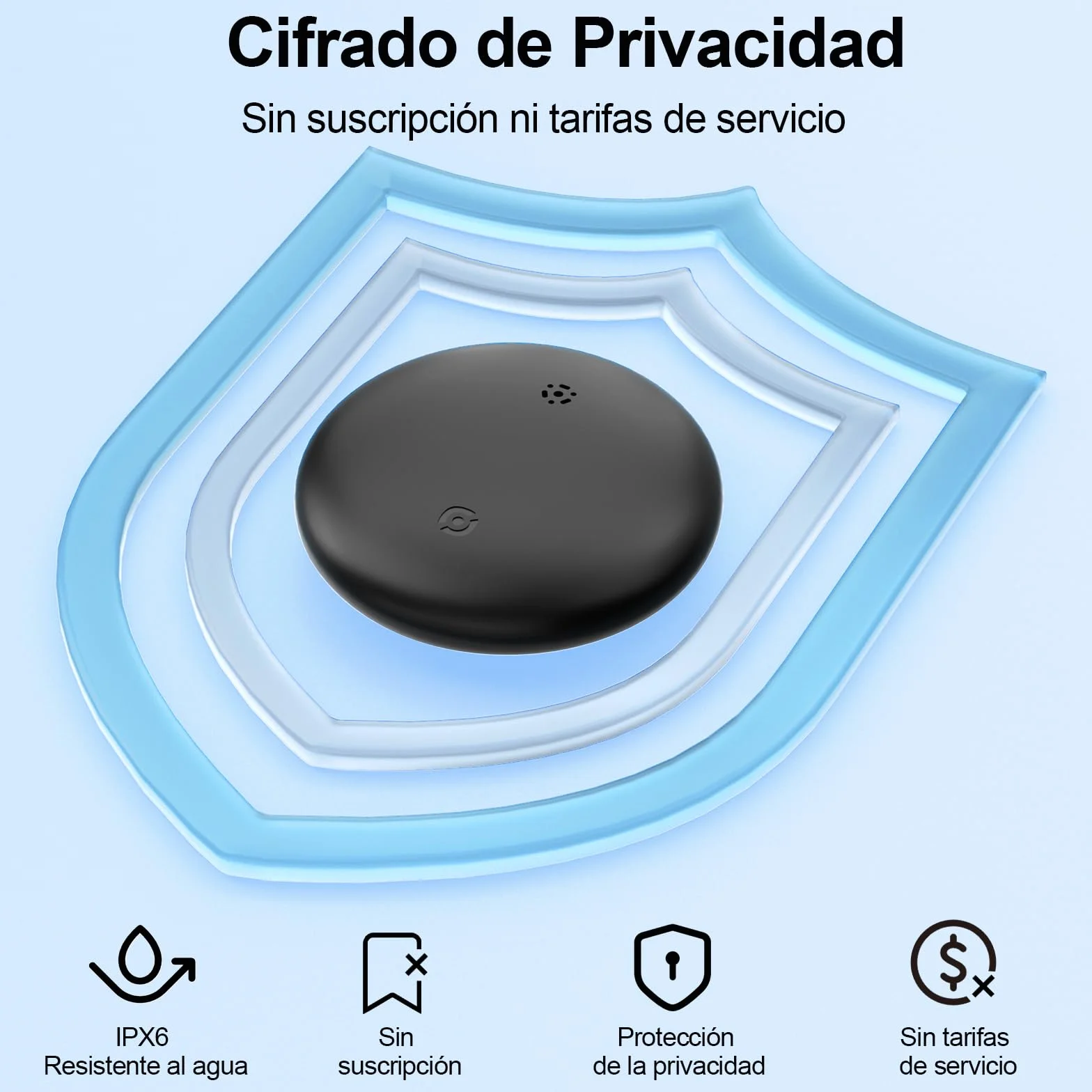 GPS Localizador para Coche, Rastreador Oculto Sin Cuota Mensual, Compatible con Find My iOS y Google Find Hub Android, Negro