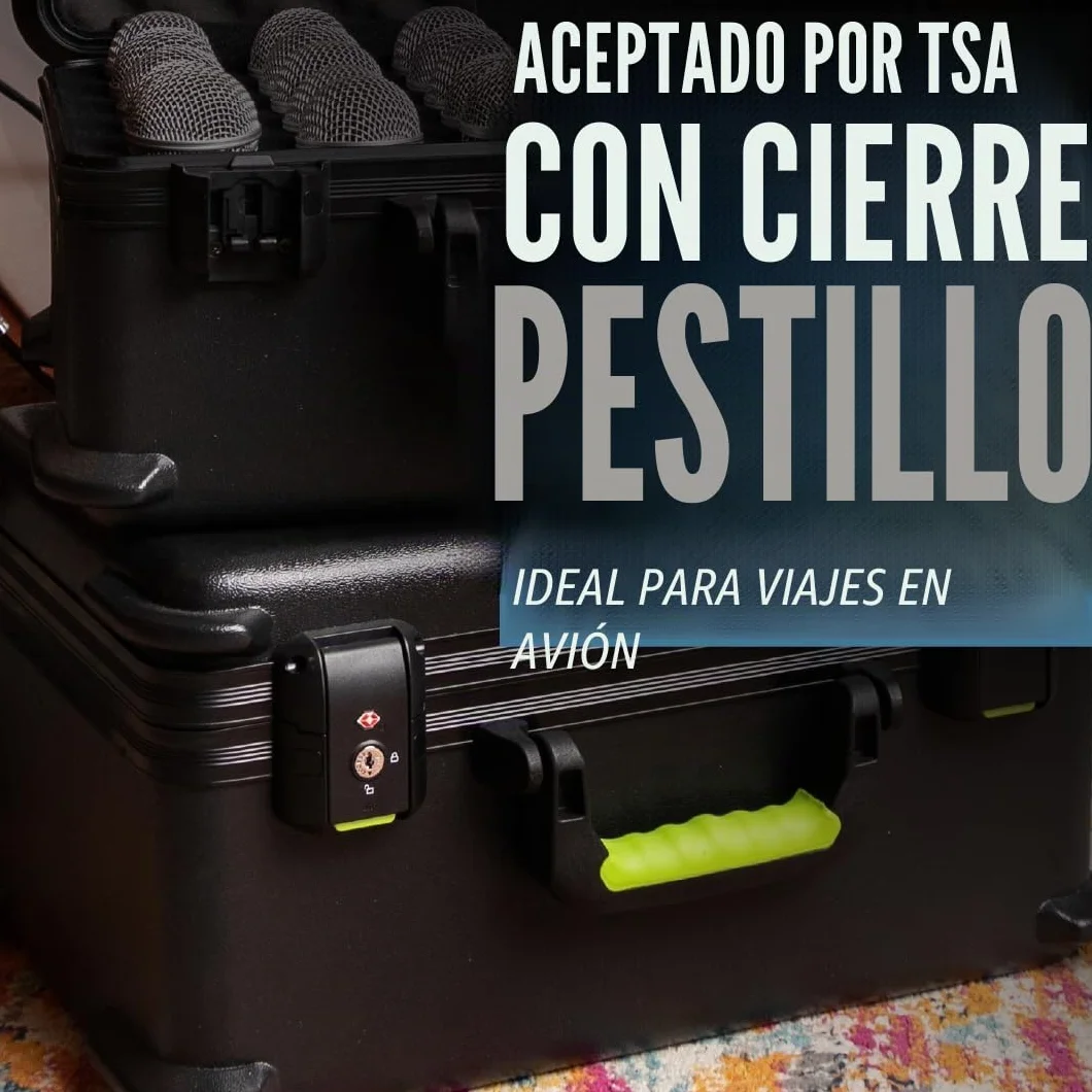 Shure by Gator TSA Case Series; funda de plástico Shure con cierre aprobado por la TSA para 15 micrófonos con cable; (SH-MICCASE15)