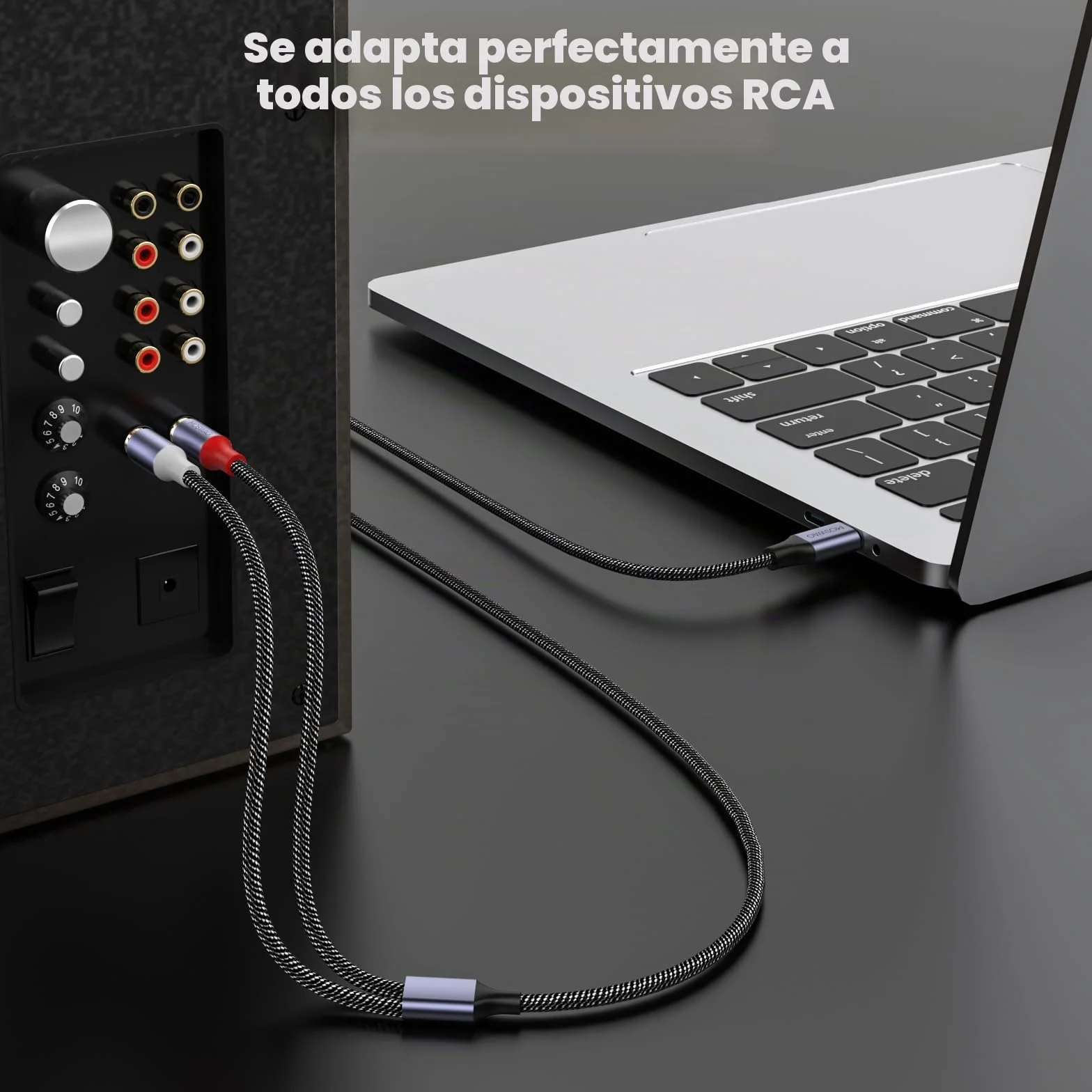 MOSWAG Cable USB C a 2 RCA, DAC Chip Cable Tipo C a 2 RCA HiFi Audio Estéreo, Compatible con iPad Pro 2021, Galaxy S21, Pixel 5/4, Oneplus Nord, PC, PS5, PS4, Amplificador, HDTV, Home Cinema
