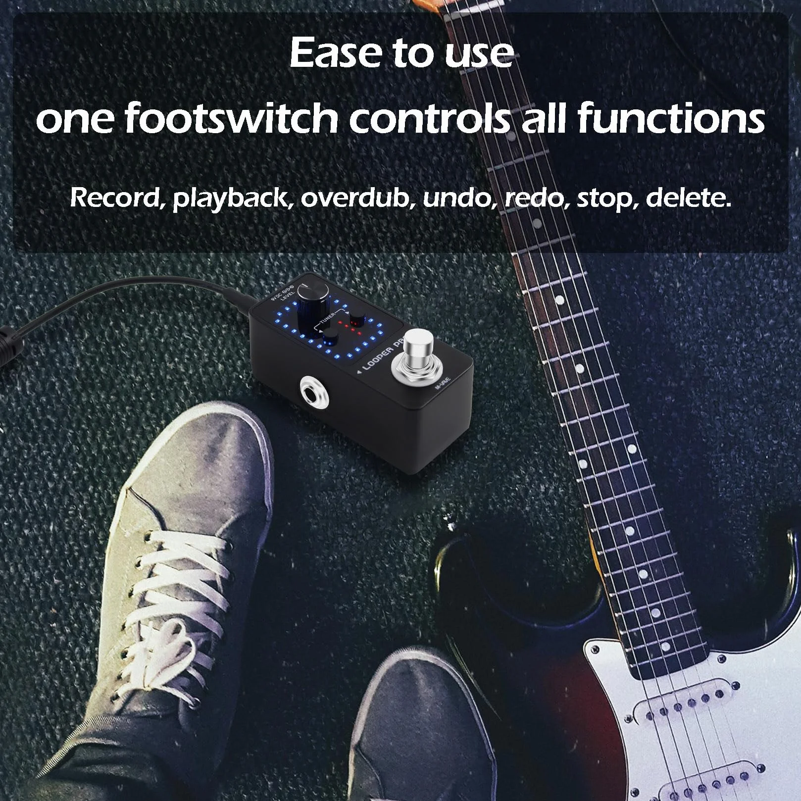 M-VAVE Loop Pedal Pro - 40 minutos de tiempo de bucle, 9 bucles, pedal profesional de guitarra con afinador para guitarra eléctrica, bucle de un solo paso, overdubs ilimitados, deshacer y rehacer