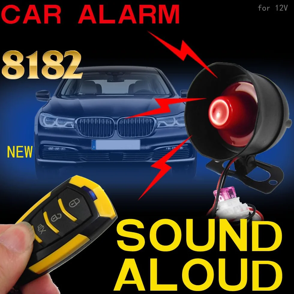 Shkalacar Alarma Universal para Coche 12V, Sistema de Alarma antirrobo para Coche, Sensibilidad de 7 Niveles con 2 Controles Remotos