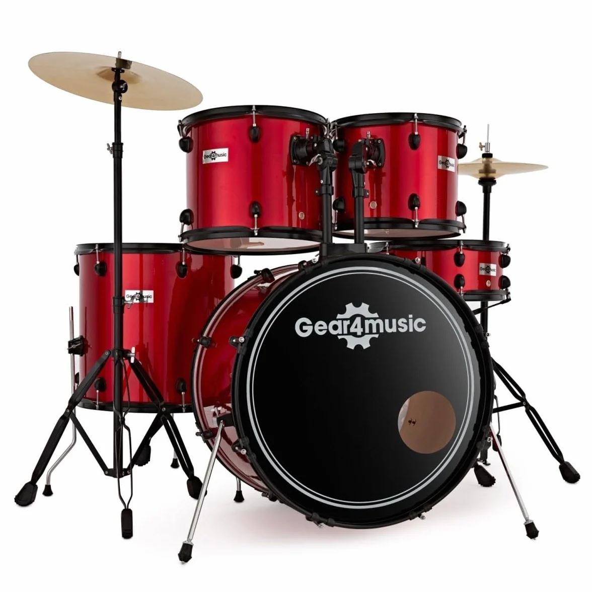 Batería de Principiantes Tamaño Completo BDK-1 de Gear4music Roja
