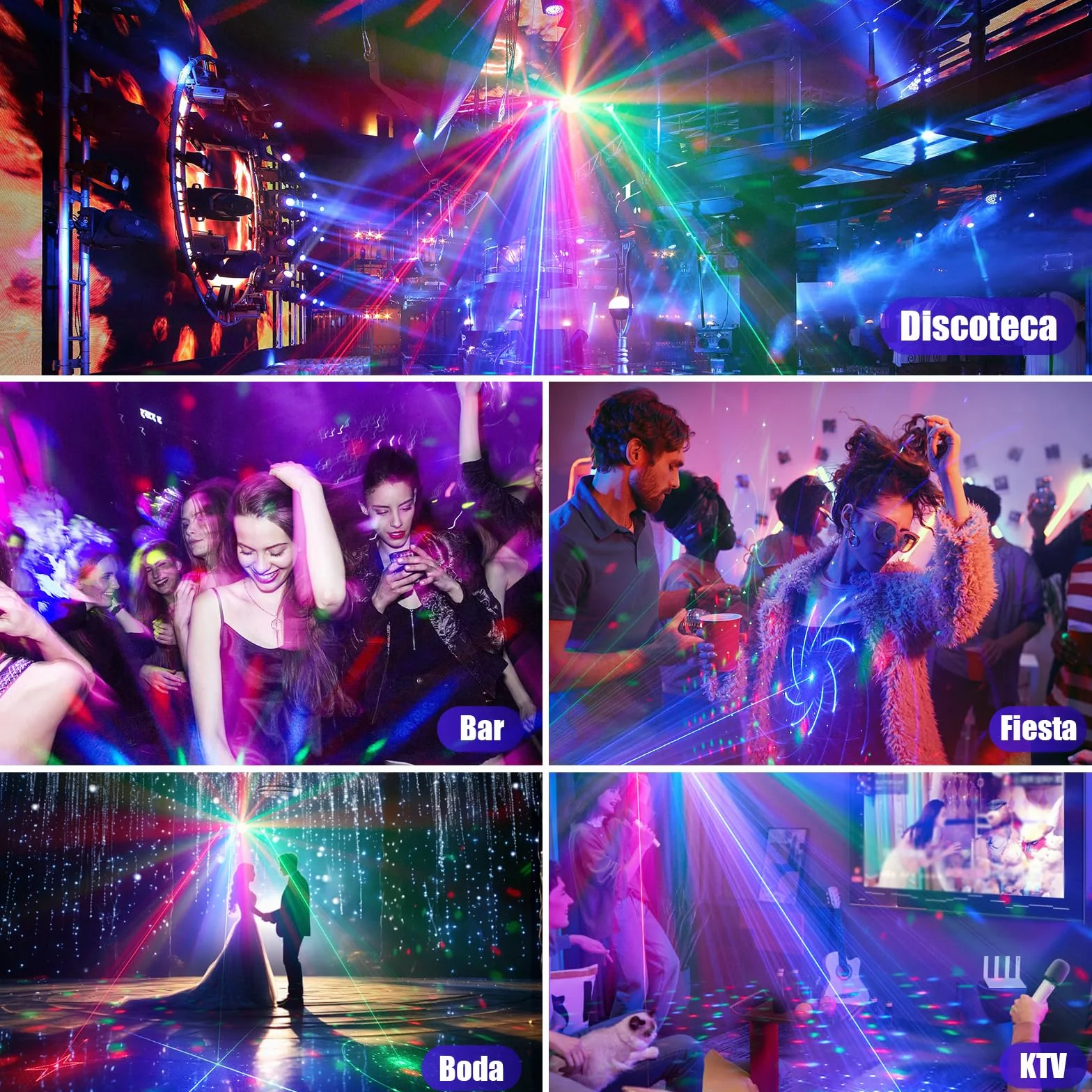 Luces Discoteca Controlada por Música con DMX512, Luz UV & Bola Disco - Luces DJ para Club, Fiesta, Evento, Boda, Halloween