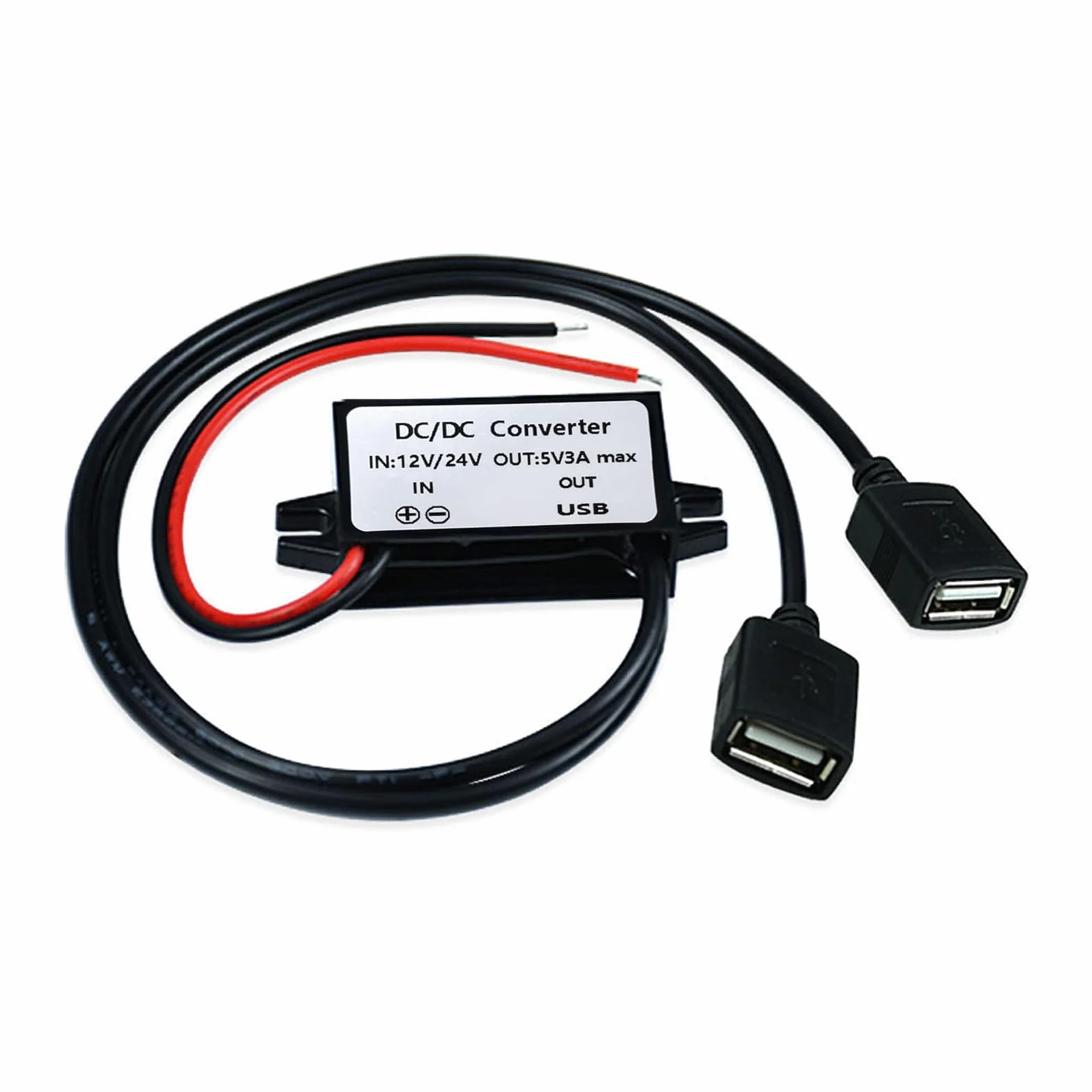 Módulo Convertidor DC 12V a 5V 3A, Convertidor Voltaje Coche USB, Módulo con Doble Puerto USB, Adaptador para Coche, Cargador Teléfonos, Radio, Audio, Panel Solar, Equipos Industriales y Más