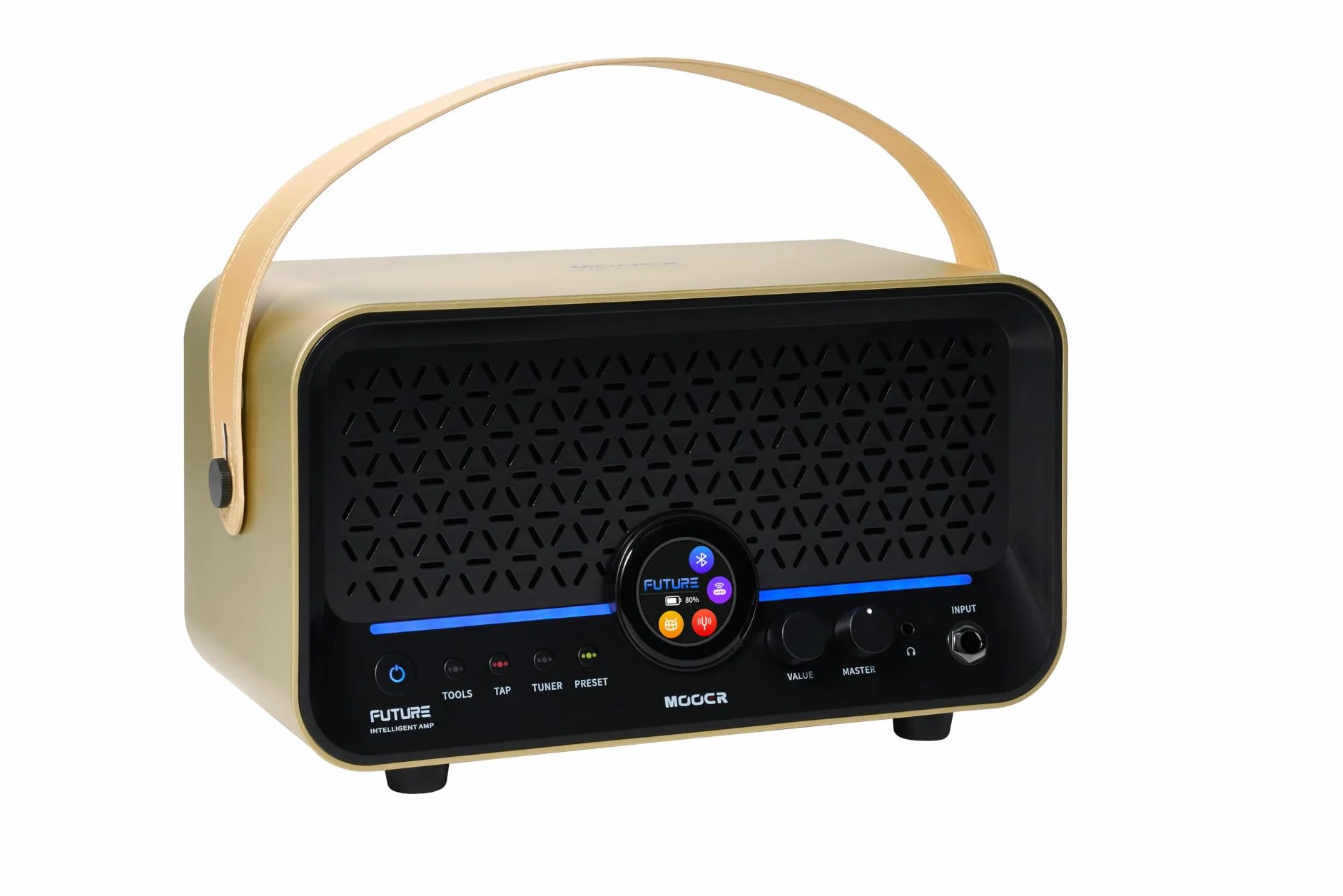 Mooer F15i Li - Combo de Guitarra Multi-Efectos y Modelado, 15 W, con batería - Oro Imperial