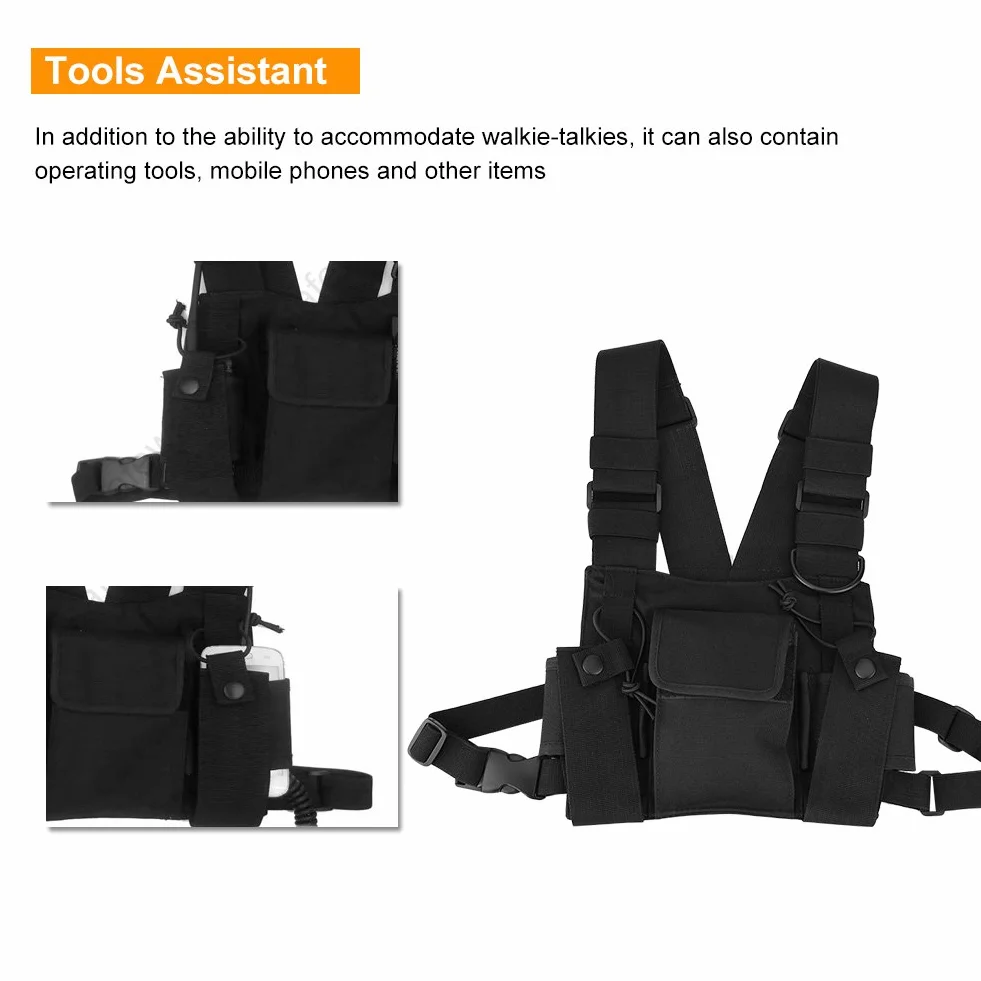 Sonew Walkie Talkie Bolsillo, Arnés de Nylon Mochila Funda para Walkie-Talkie, Radio, Dispositivos Electronicos Portatiles