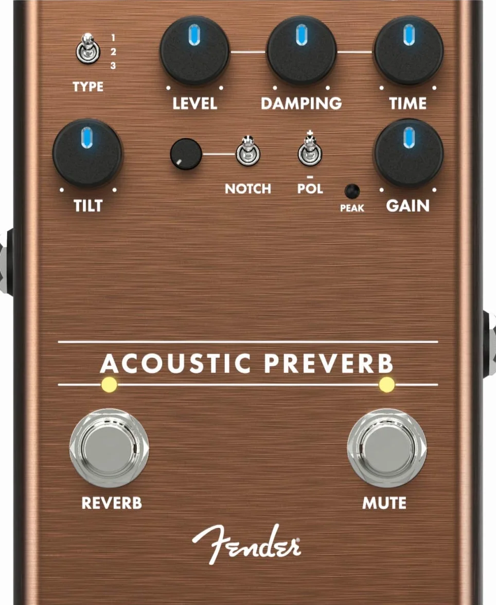 Fender® »ACOUSTIC PREVERB« Pedal de efecto para guitarra acústica