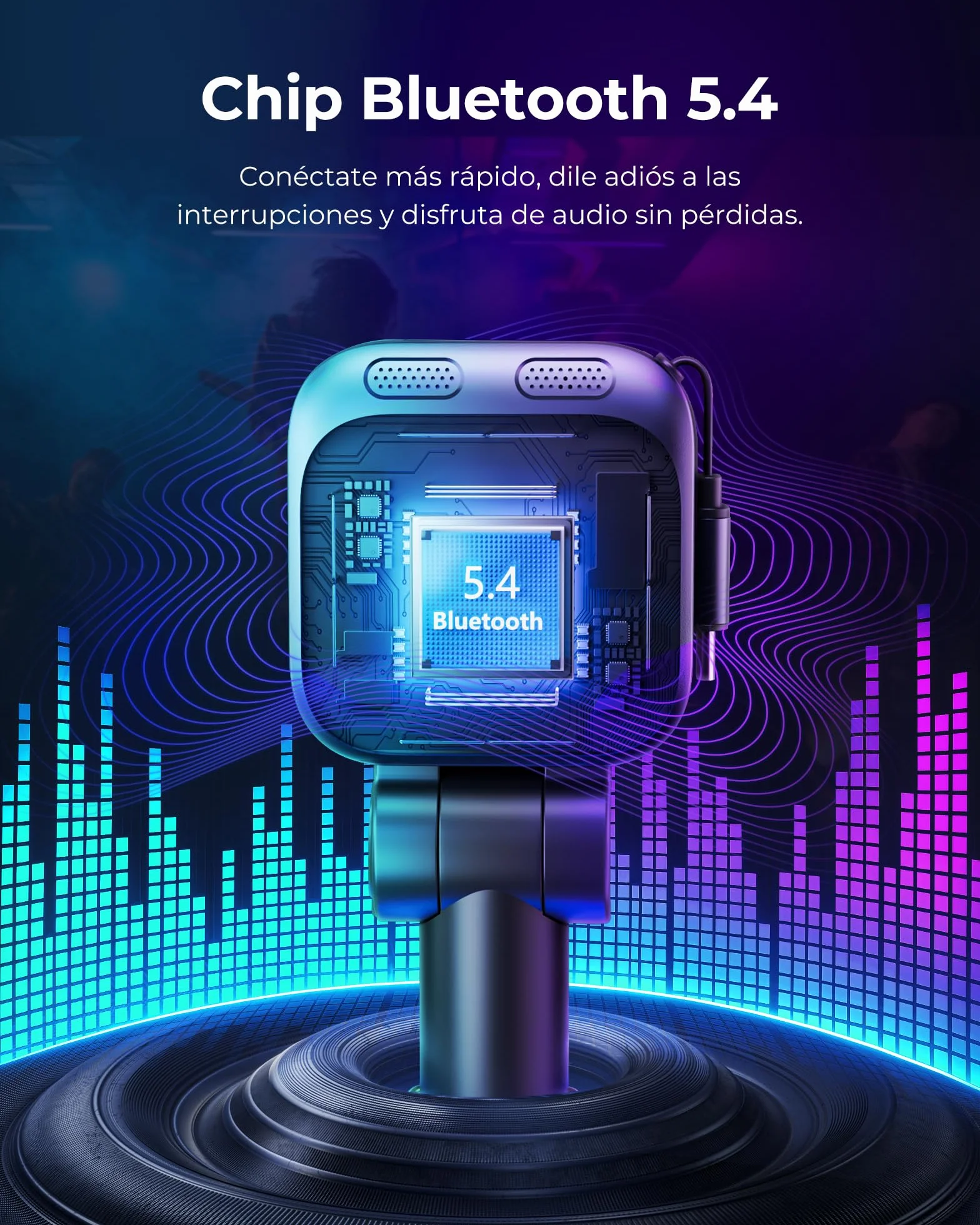 LENCENT Transmisor FM Bluetooth 5.4 con Carga Rápida 72W, Adaptador de Coche con Cable USB-C Extensible de 72 cm, Manos Libres con Graves Potentes, Reproductor de Música USB para Viaje por Carretera