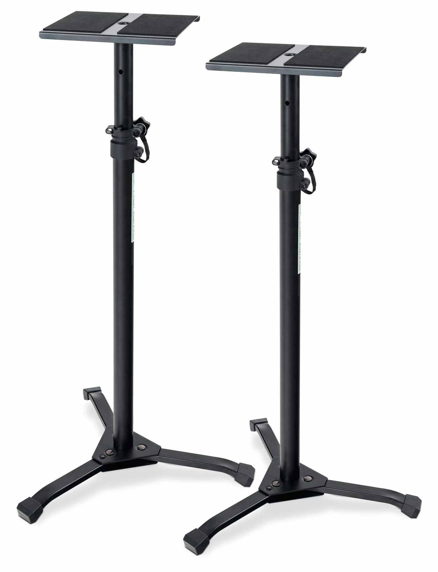 Pronomic Juego de 2 Soportes Plegables SLS-20 para Monitores de Estudio - Patas Plegables - Altura Ajustable de 75 cm a 130 cm - Superficie con Tiras de Cierre de Contacto - Negro