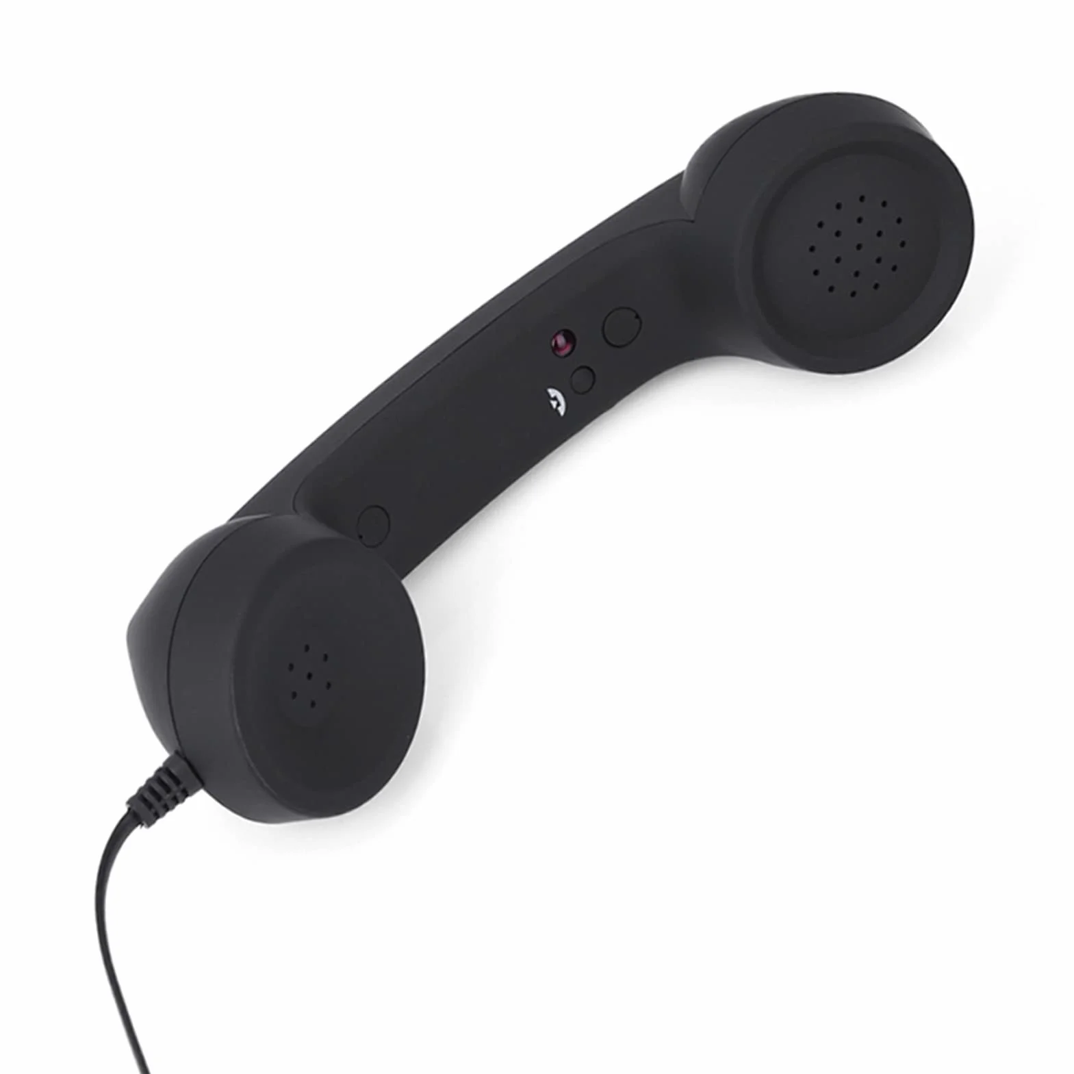 Auriculares retro de 3,5 mm, receptor de teléfono con cable y micrófono para teléfono móvil, color negro