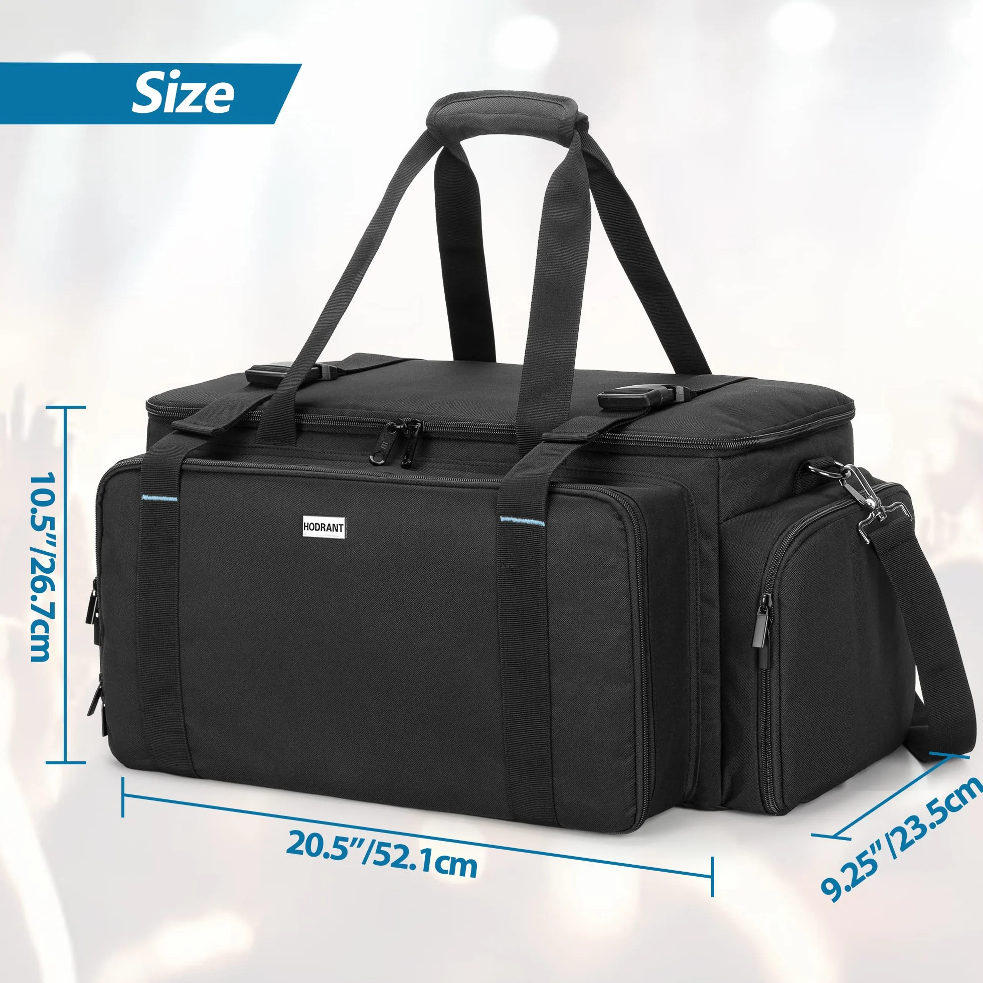 HODRANT Bolsa para Cables DJ Gig, Estuche para Cable DJ Grande con Fondo Acolchado Resistente y Divisores, Organizador de Almacenamiento de Equipo de DJ de Viaje para Instrumento Musical, Solo Bolsa