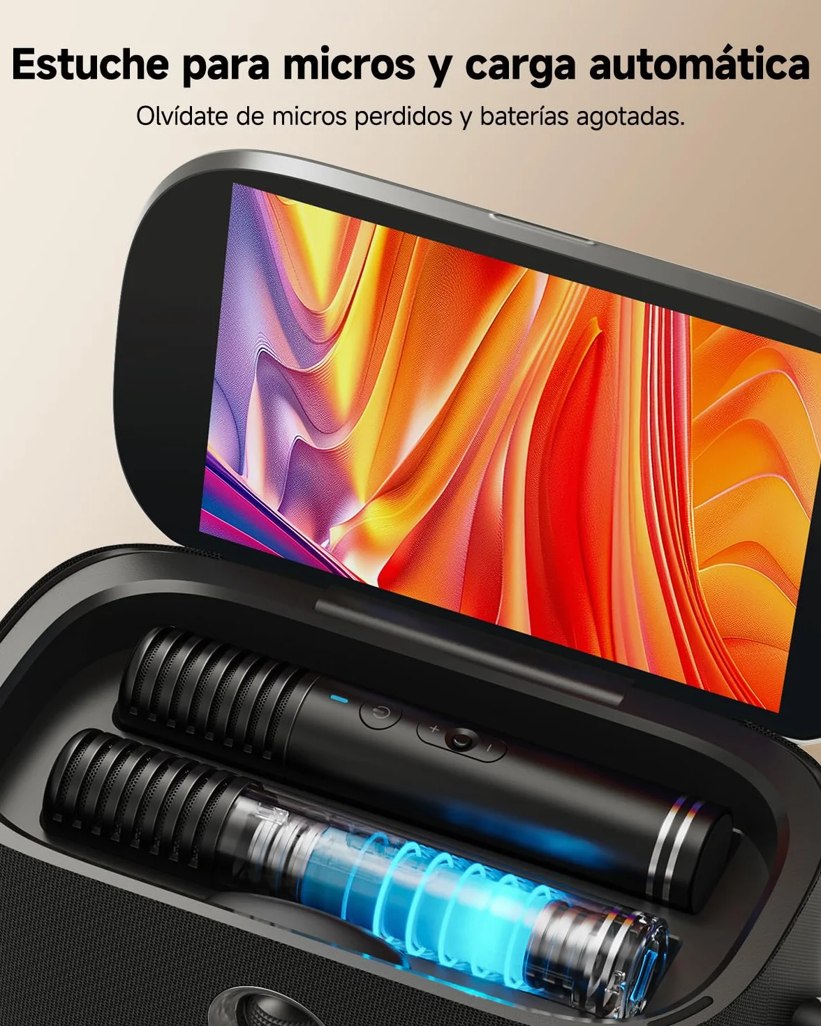 Máquina de Karaoke para Adultos, Pantalla Integrada con Letras, 2 Micrófonos Inalámbricos de Autocarga, Aplicación de Karaoke, Altavoz 140W, Conexión a TV para Fiestas en Casa y Exteriores (Shell S2)