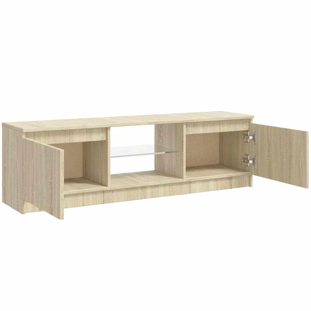 vidaXL Armario TV con Luces LED Soporte Mobiliario Aparador Estante Salón Sala de Estar Dormitorio Decoración Roble Sonoma 120x30x36 cm