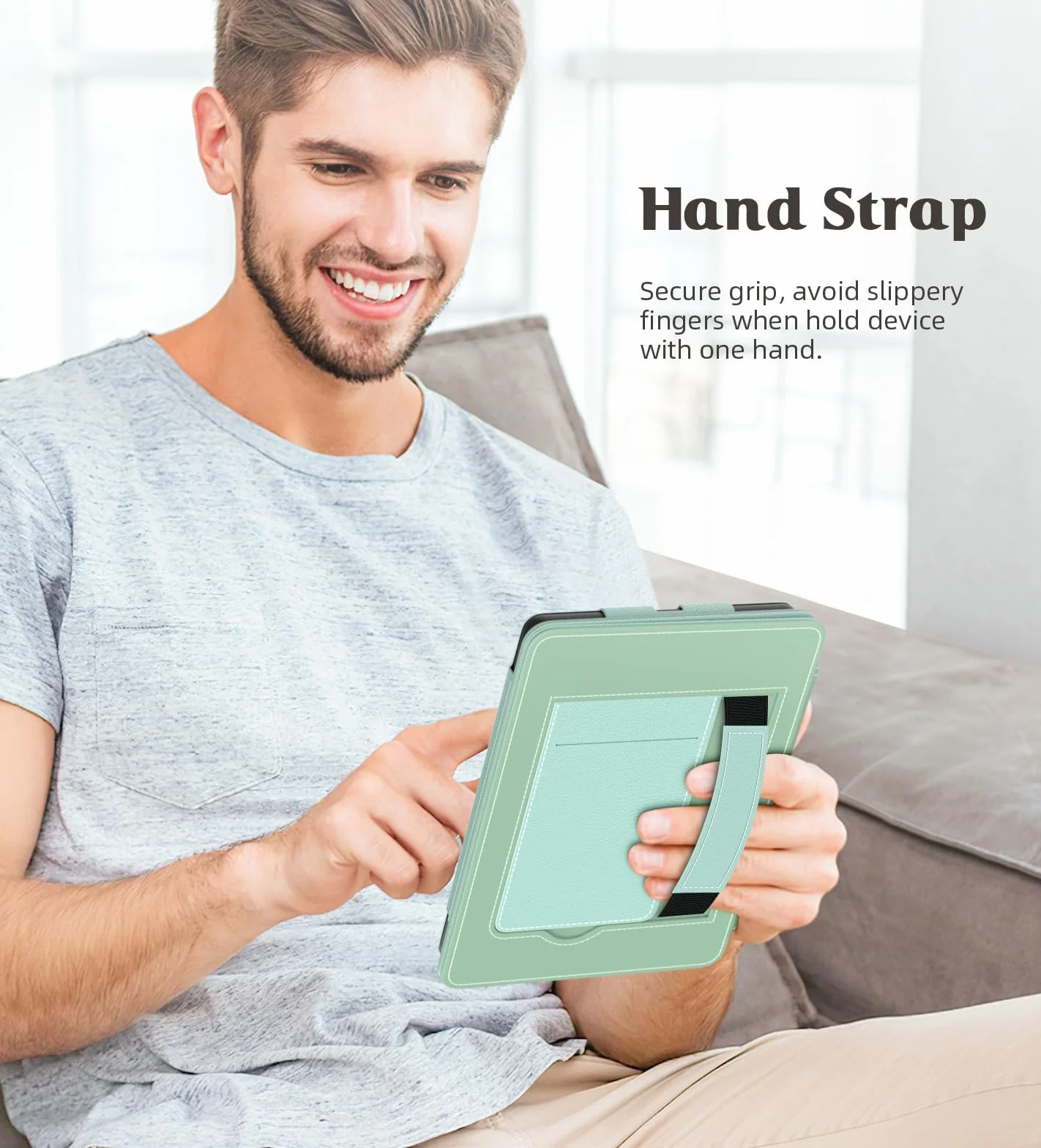 MoKo Funda para 7"/6.8" Kindle Paperwhite(12th/11th Generation-2024/2021), PU Estuche Niño con Correa de Mano para Kindle Paperwhite Edición de Firma, Auto Sueño/Estela, Agave Verde