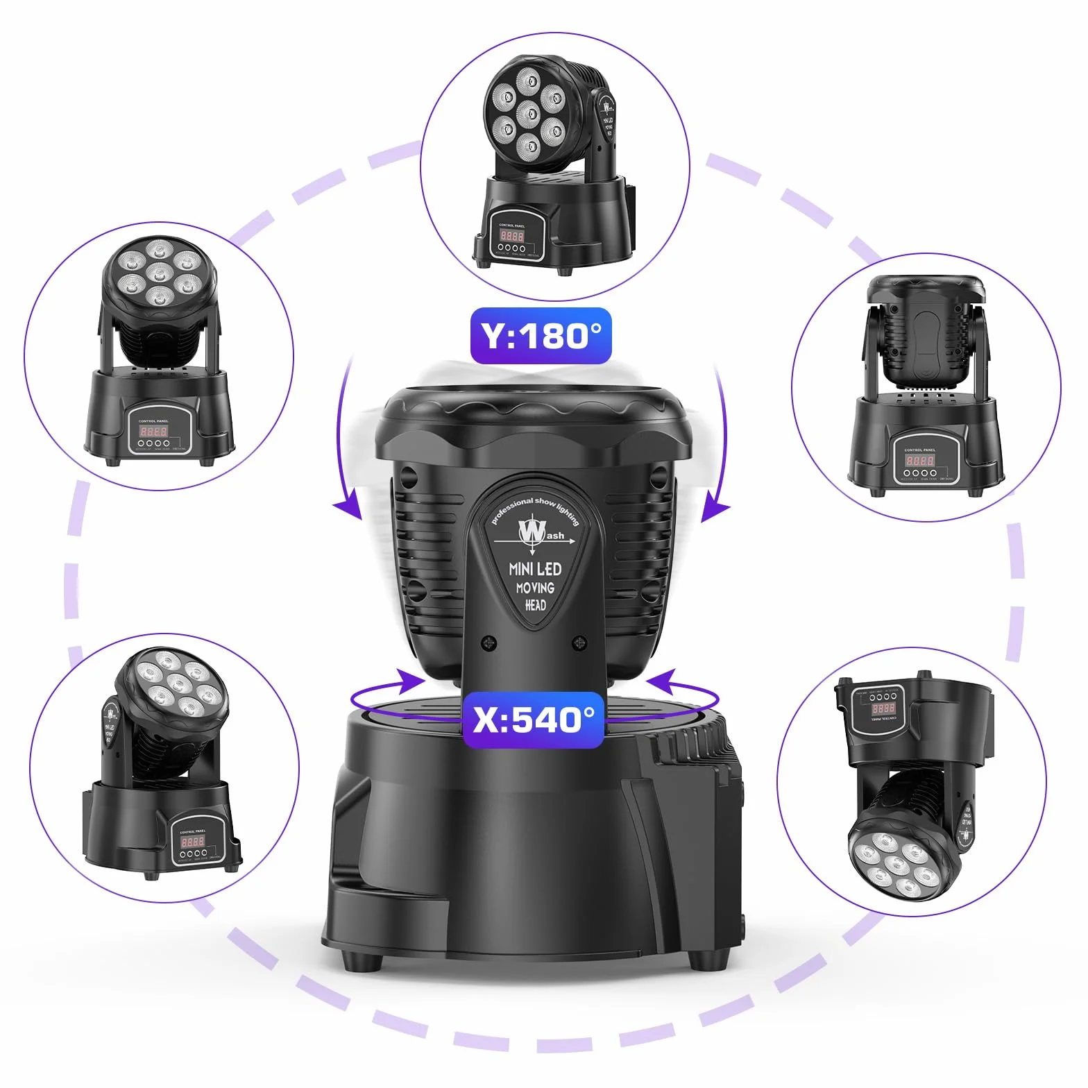UKing 7X15W Cabeza Móvil LED RGBW Iluminación de Escenario Luces de Fiesta 5 Modo con Control Remoto para Bar DJ Disco Party Ballroom-Nueva Versión