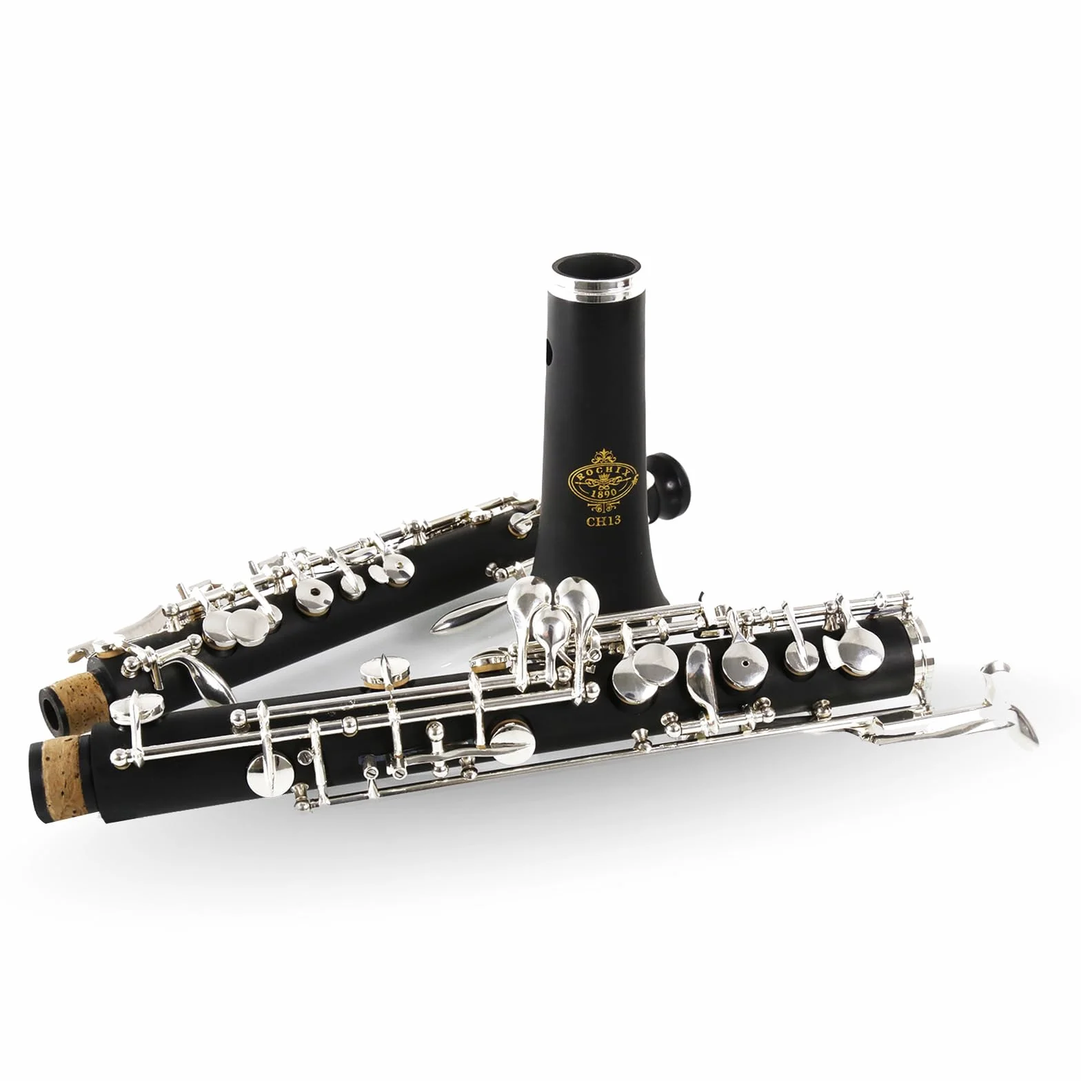 Rochix - Oboe Children Level CH13 - Cuerpo de madera compuesta, tono C semiautomático bañado en plata con 1 hoja, 1 paño de limpieza, 1 hisopo de oboe, 1 reposamuñecas, 1 funda y más