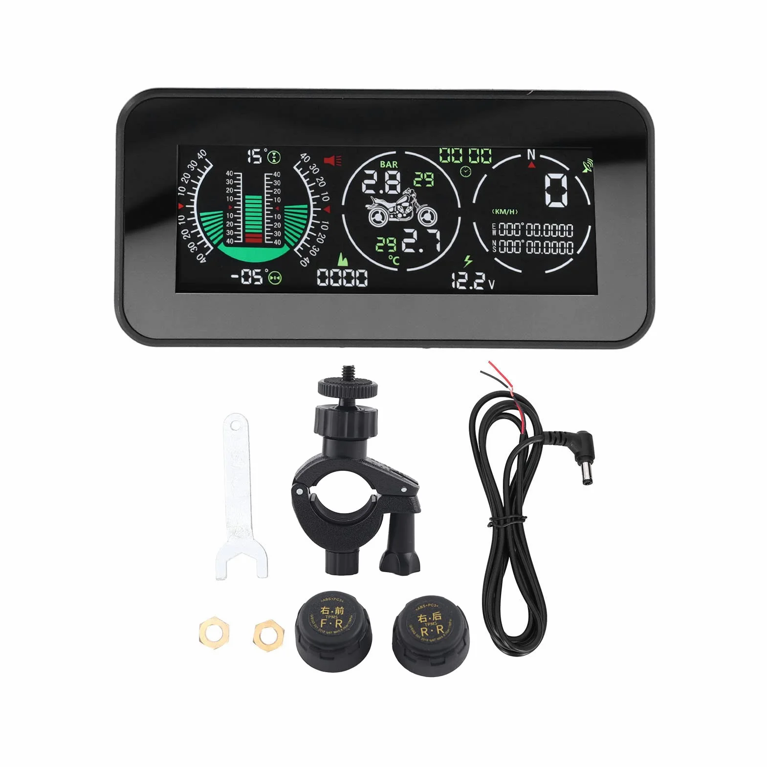 Motocicleta Head Up Display, GPS Alarma de Advertencia de Exceso de Velocidad Presión de los Neumáticos HUD Medición de Kilometraje Monitor de Velocidad para el Motor de Transporte Inclinómetro Moto V