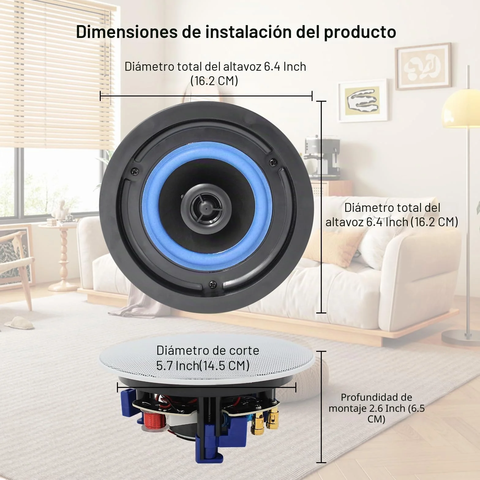Herdio 4 pulgadas 160W Altavoz Bluetooth para Baño Cocina Sala Estar Oficina 2 Pares